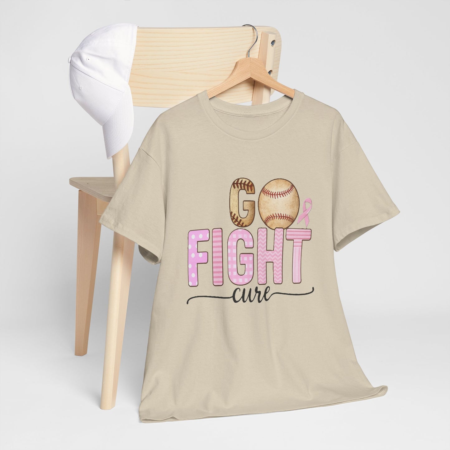 Go Fight Cure Baseball Pink Ribbon Awareness Tee