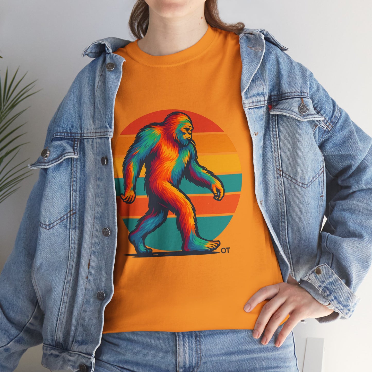 Colorful Bigfoot Unisex T-Shirt, Fun Graphic Tee for Nature Lovers, Perfect for Holidays, Festivals, Camping, Gifts