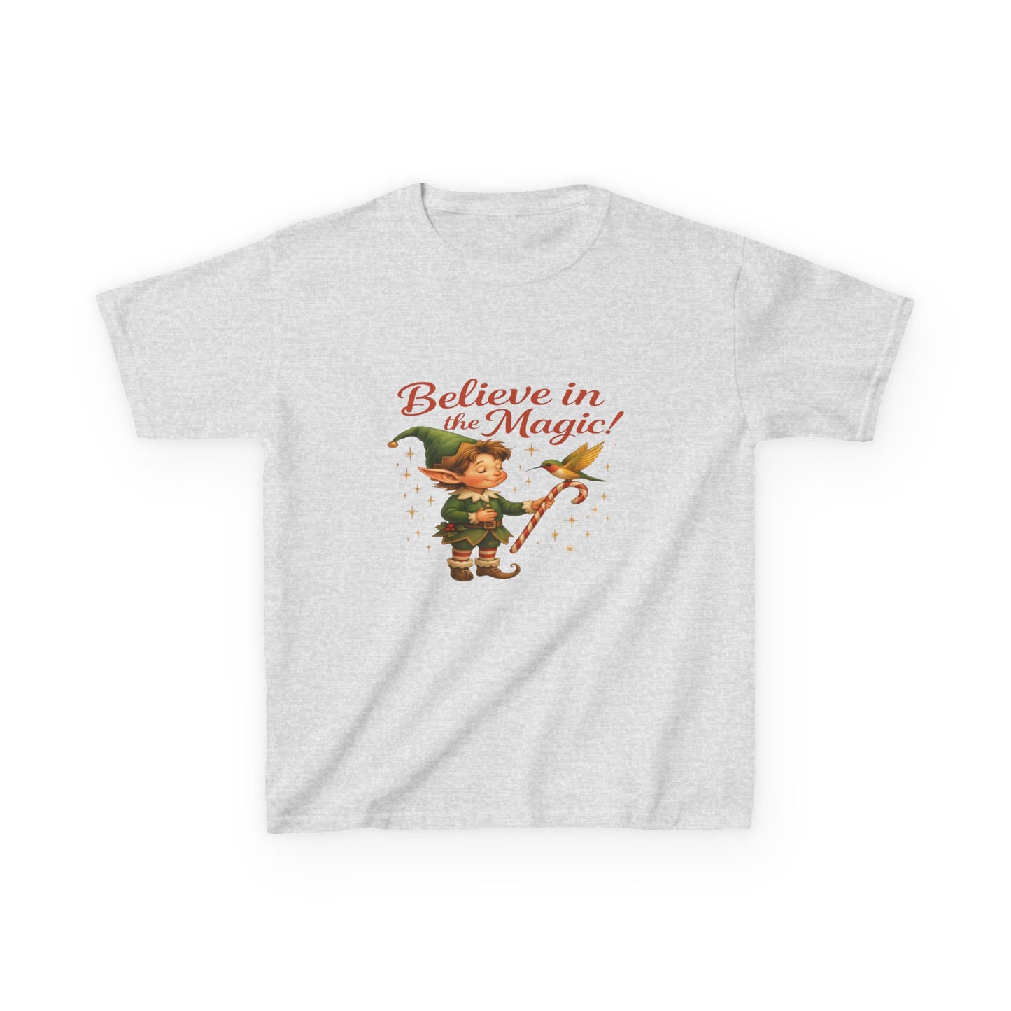 Believe in the Magic Elf & Dino Christmas Kids Tee