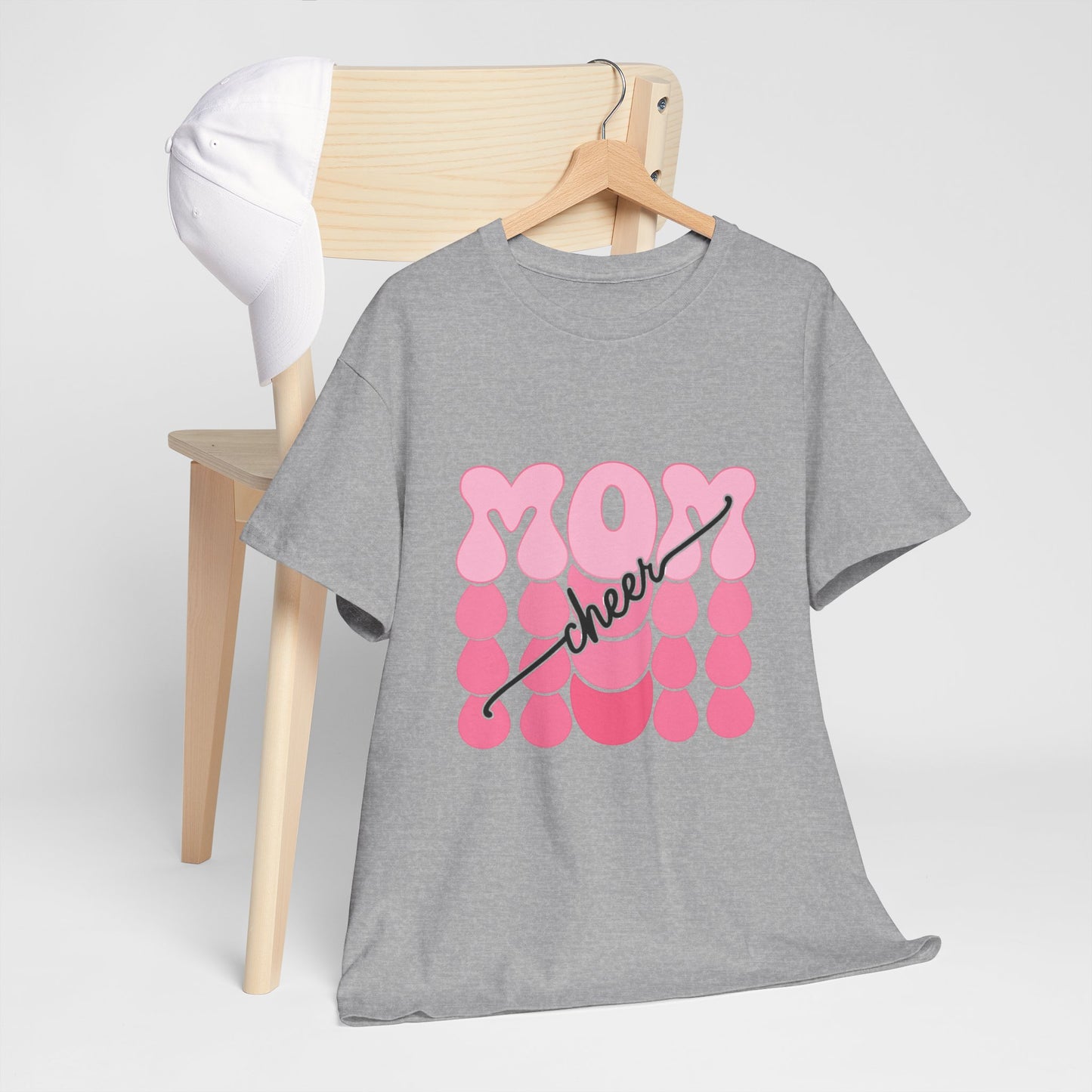 MOM Cheer – Pink Bubble Letter Spirit Tee