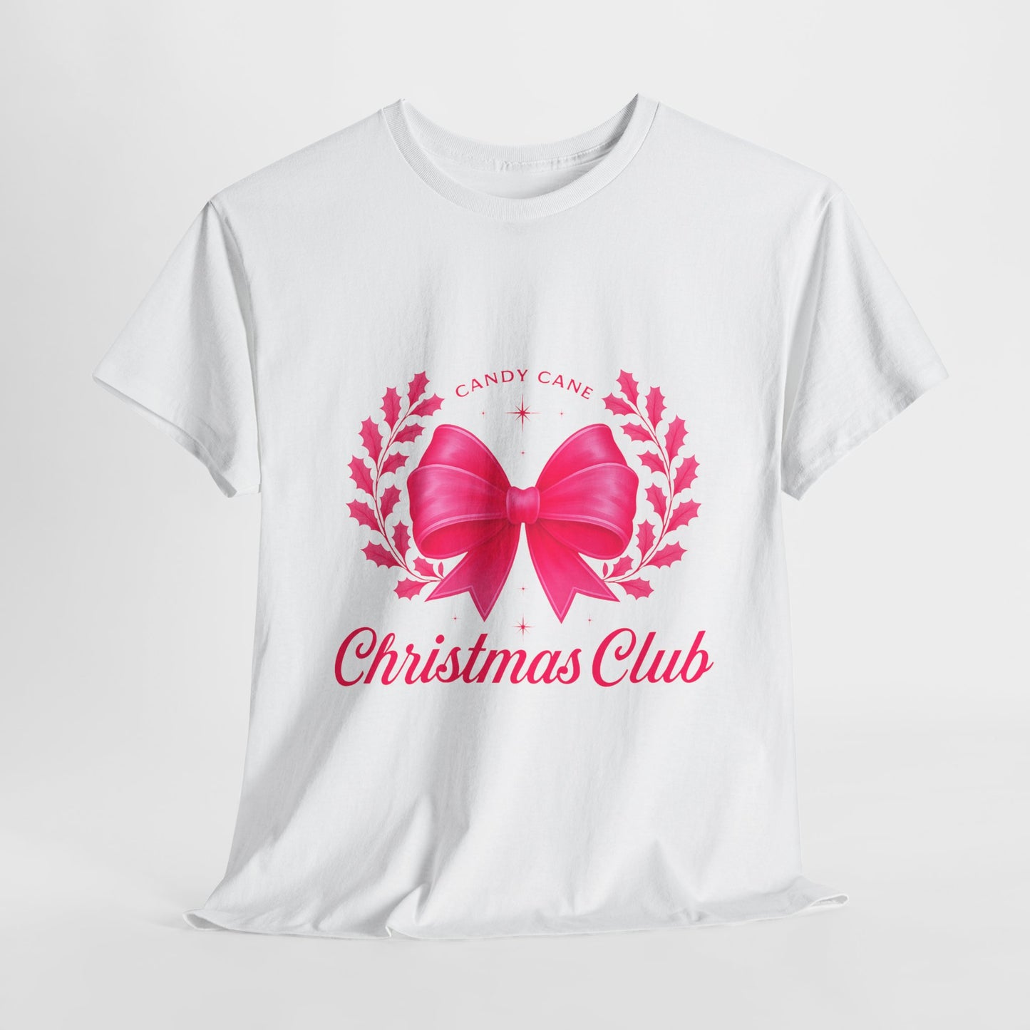 Christmas Tee with Pink Bow and Candy Cane Christmas Club Text