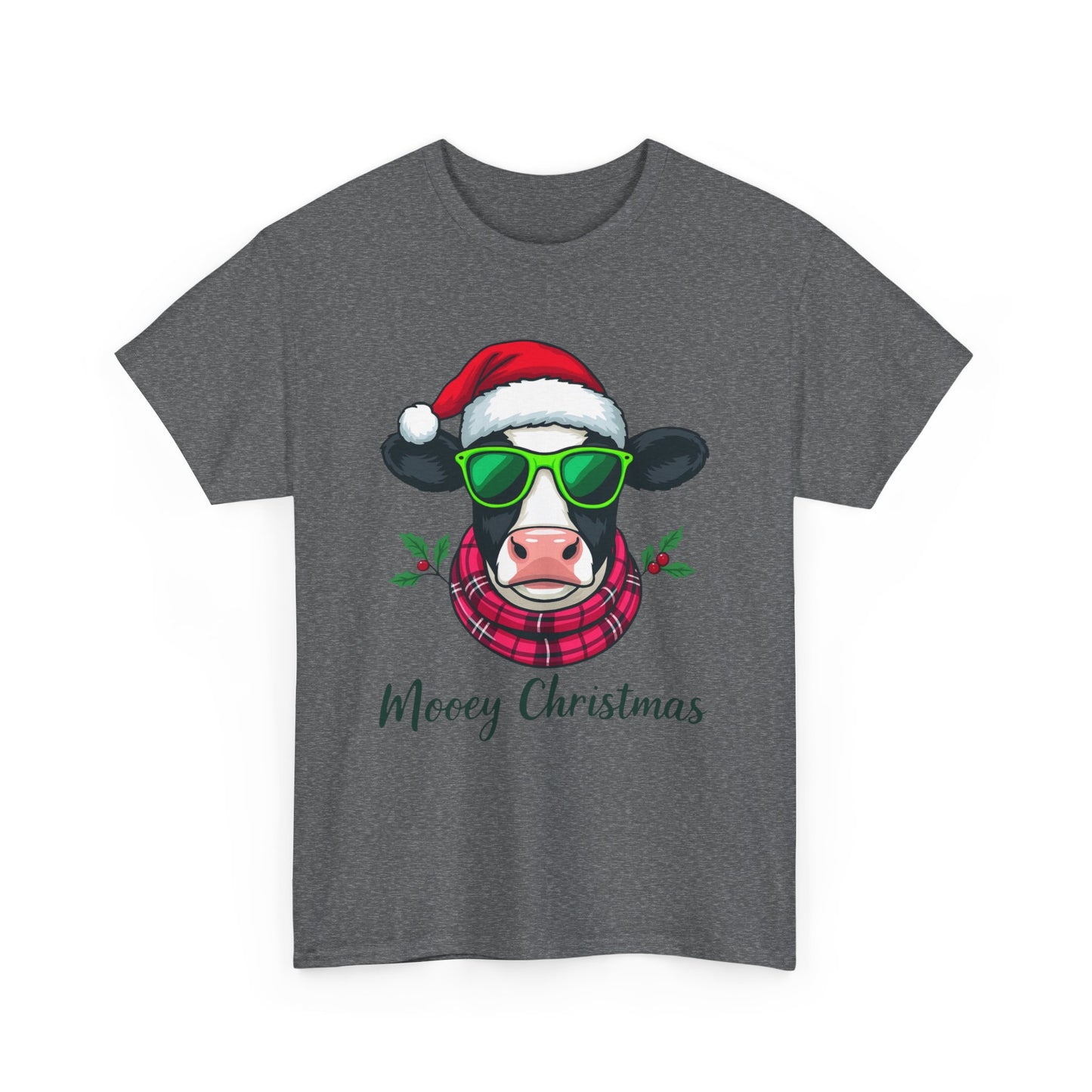 Moovey Christmas Cow Tee - Pink Plaid Scarf & Sunglasses