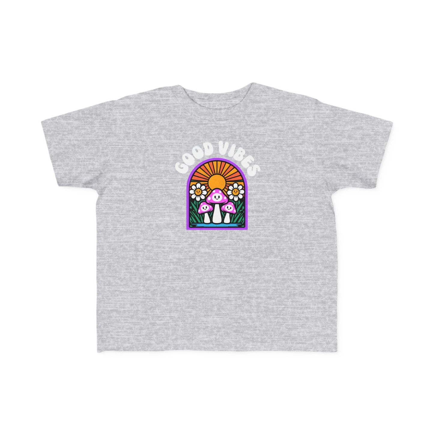 Toddler's Good Vibes Tee - Bright Jersey T-Shirt for Kids, Fun Summer Wear, Gift for Birthdays, Playdates, Rainbow Theme