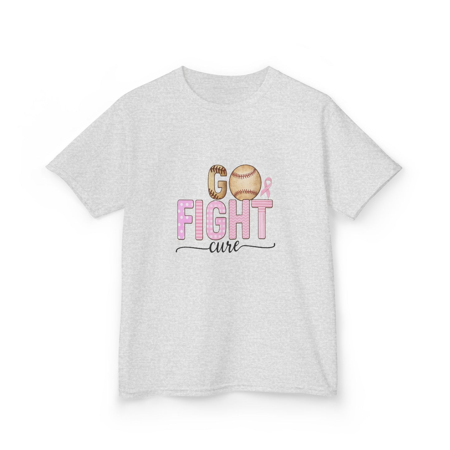 Go Fight Cure Baseball Pink Ribbon Kids Christmas Tee