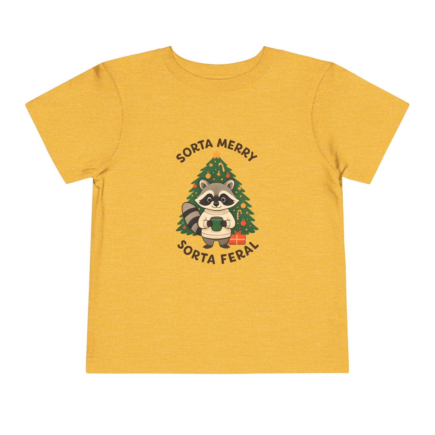 Sorta Merry Sorta Feral Raccoon Toddler Christmas Tee