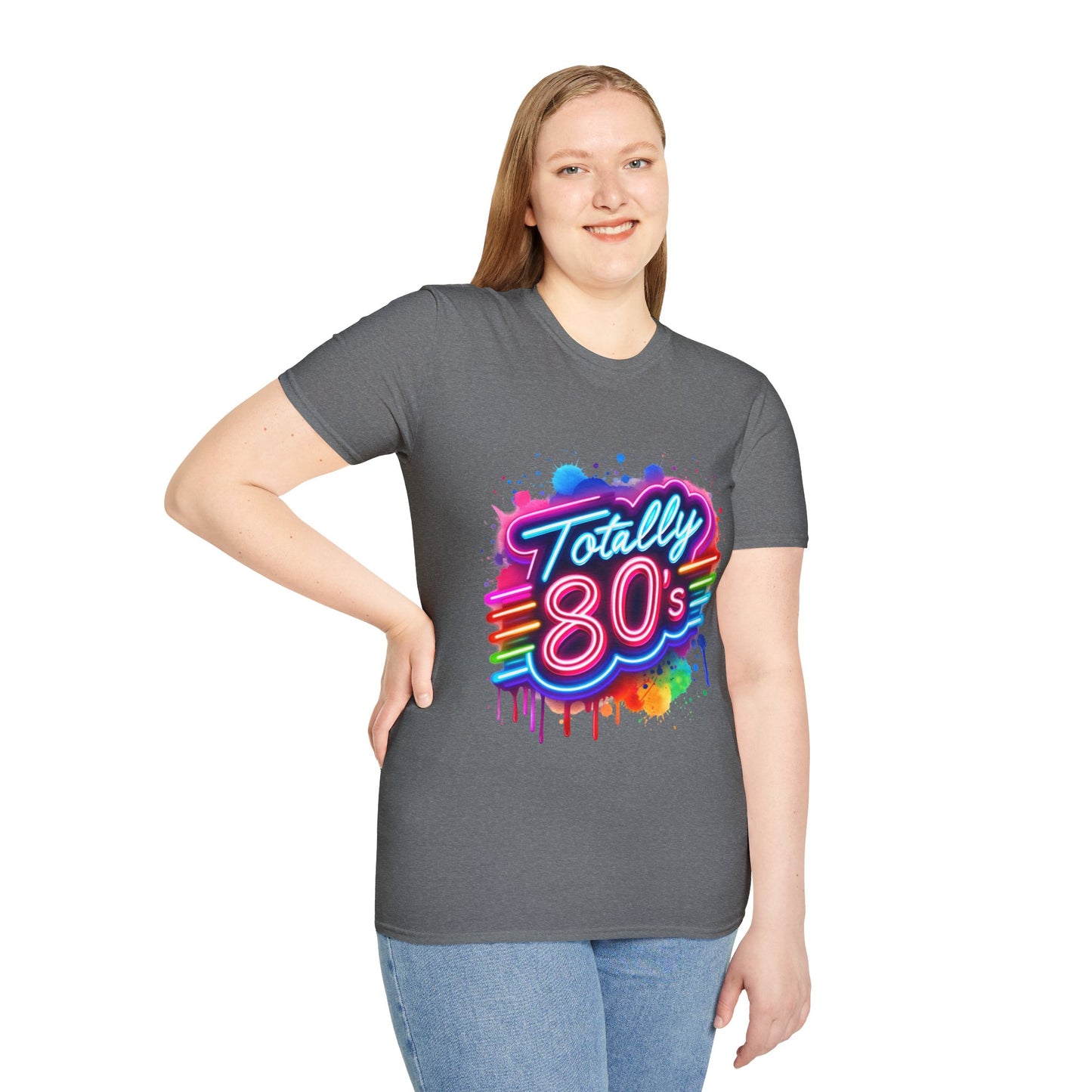 Totally 80s Unisex Softstyle T-Shirt – Retro Vintage Tee, Nostalgic Gift, Party Shirt, Perfect for 80s Theme Events, Festival Wear