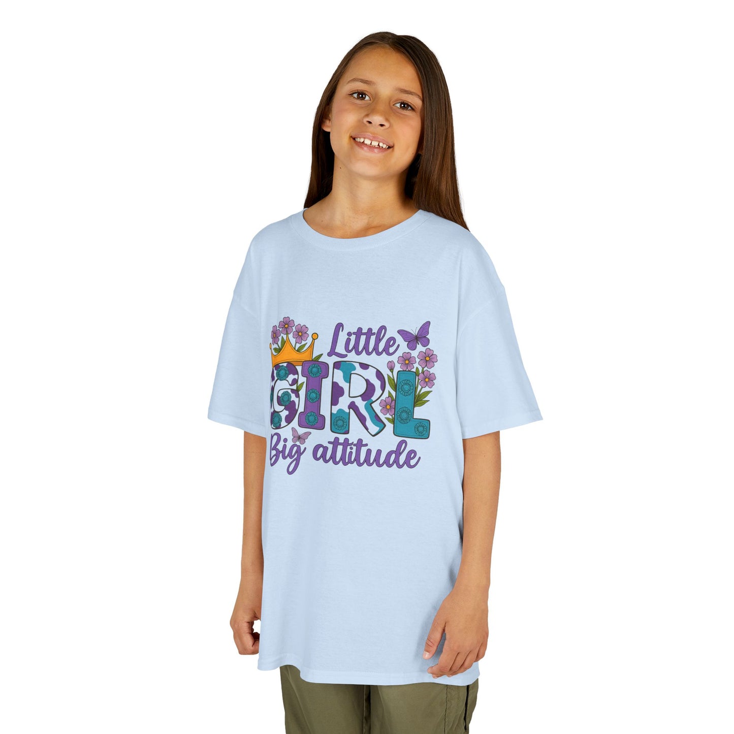 Whimsical Kids Tee for Big Attitude, Fun T-Shirt for Girls, Playful Cotton Shirt, Gift for Birthdays or Celebrations
