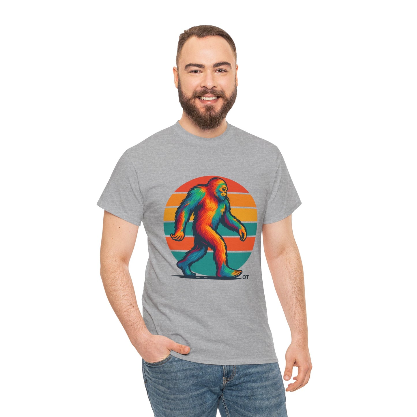 Colorful Bigfoot Unisex T-Shirt, Fun Graphic Tee for Nature Lovers, Perfect for Holidays, Festivals, Camping, Gifts