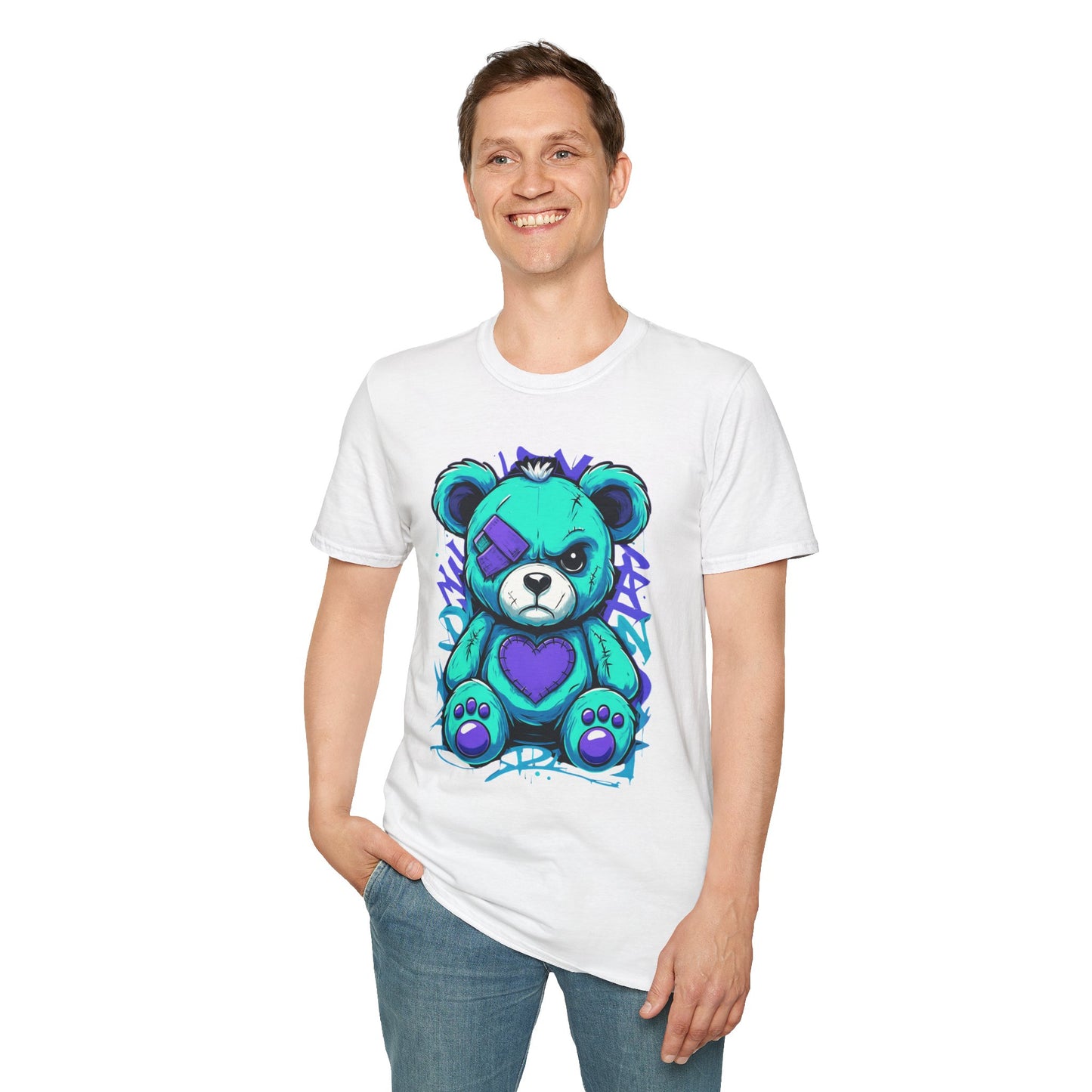 Adorable Grumpy Bear Unisex Softstyle T-Shirt | Cute Graphic Tee, Casual Wear, Gift for Animal Lovers, Birthday Present, Fun Fashion