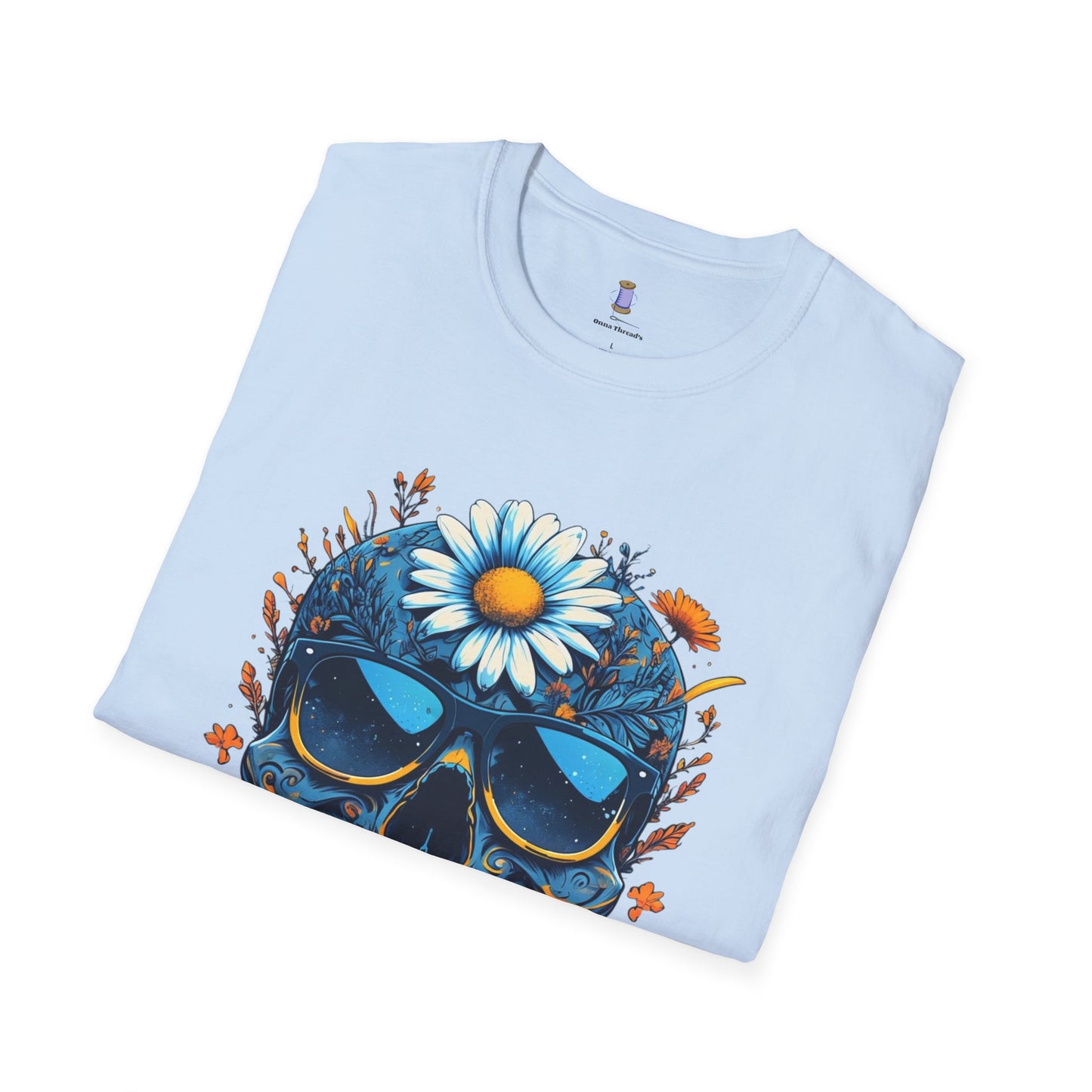 Bohemian Skull T-Shirt - Artistic Graphic Tee for Music Lovers, Festival Attire, Unique Gift, Unisex Softstyle Top