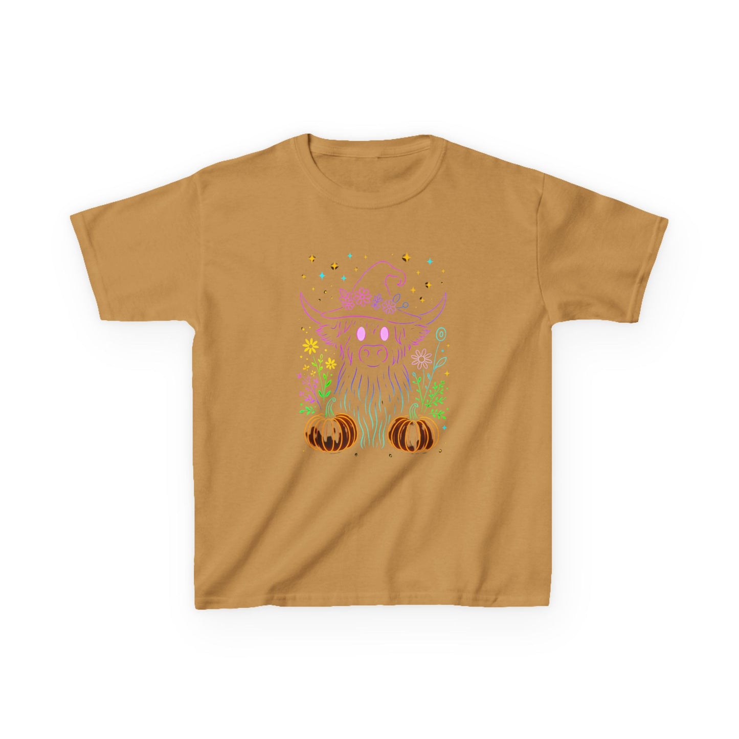 Halloween Highland Cow Tee - Spooky & Cute Kids Shirt