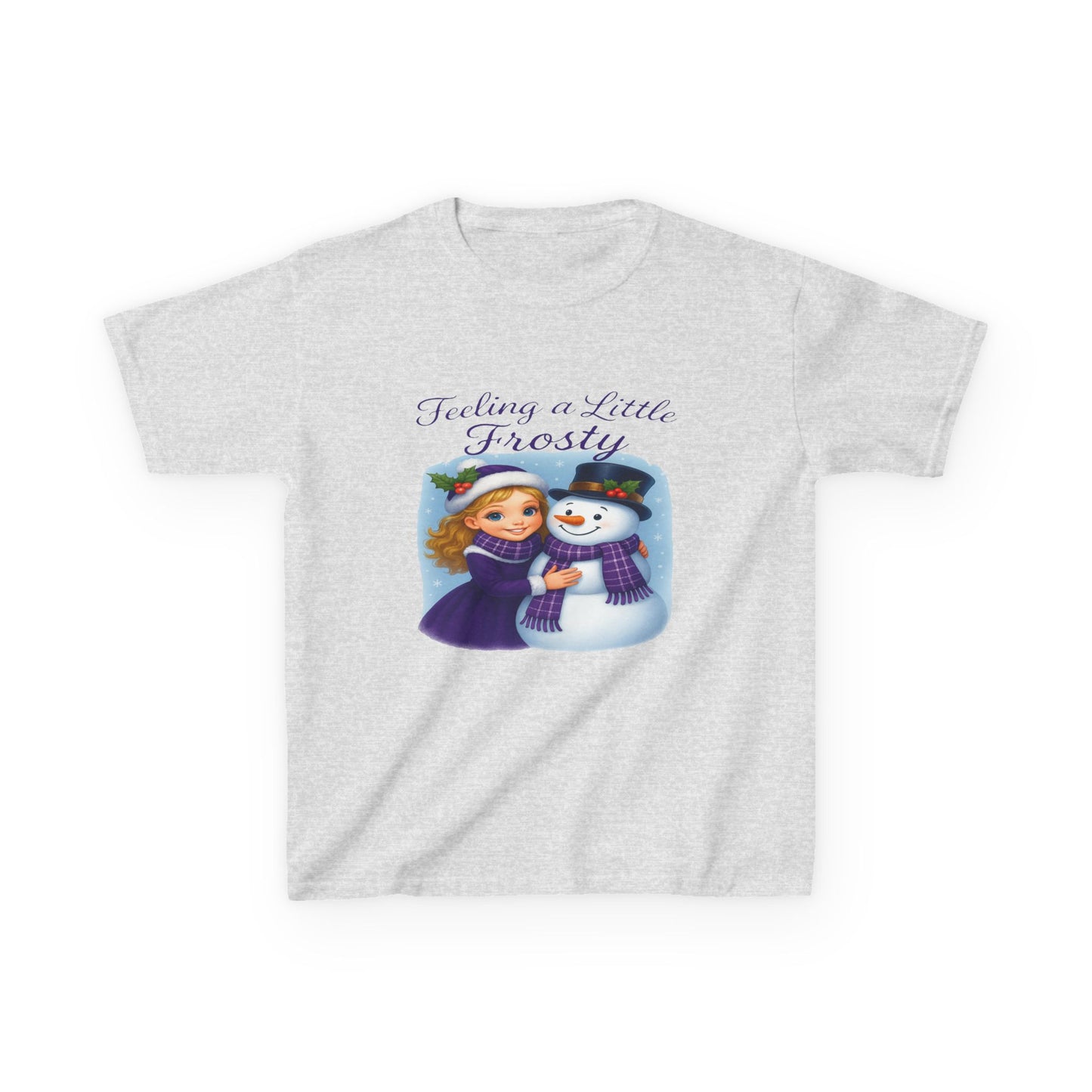 Feeling Frosty Girl & Snowman Christmas Kids Tee