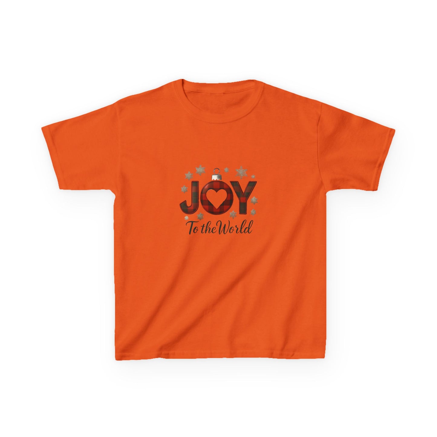 JOY Dinosaur Christmas Tee - Plaid Ornament Dino Shirt