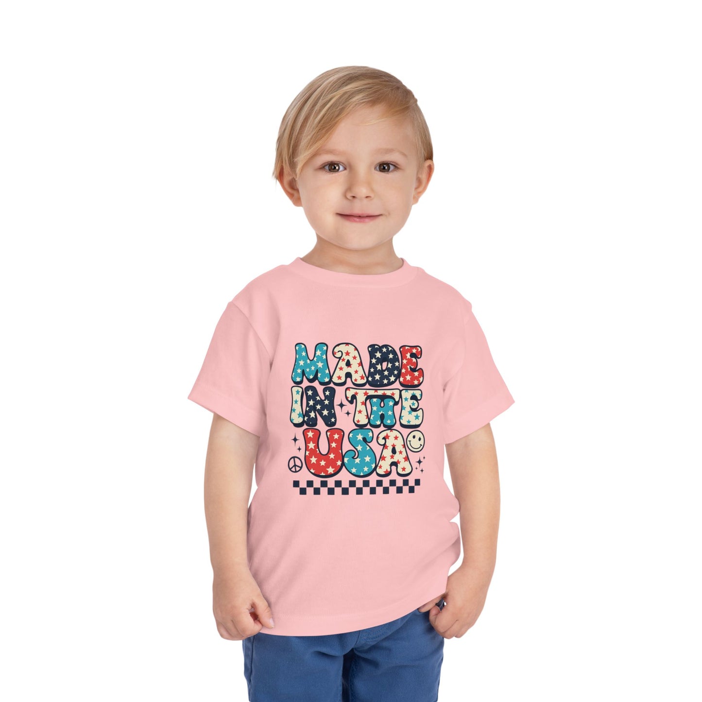 Toddler Tee Vintage Made in USA Retro Smiley Peace Sign Star Design