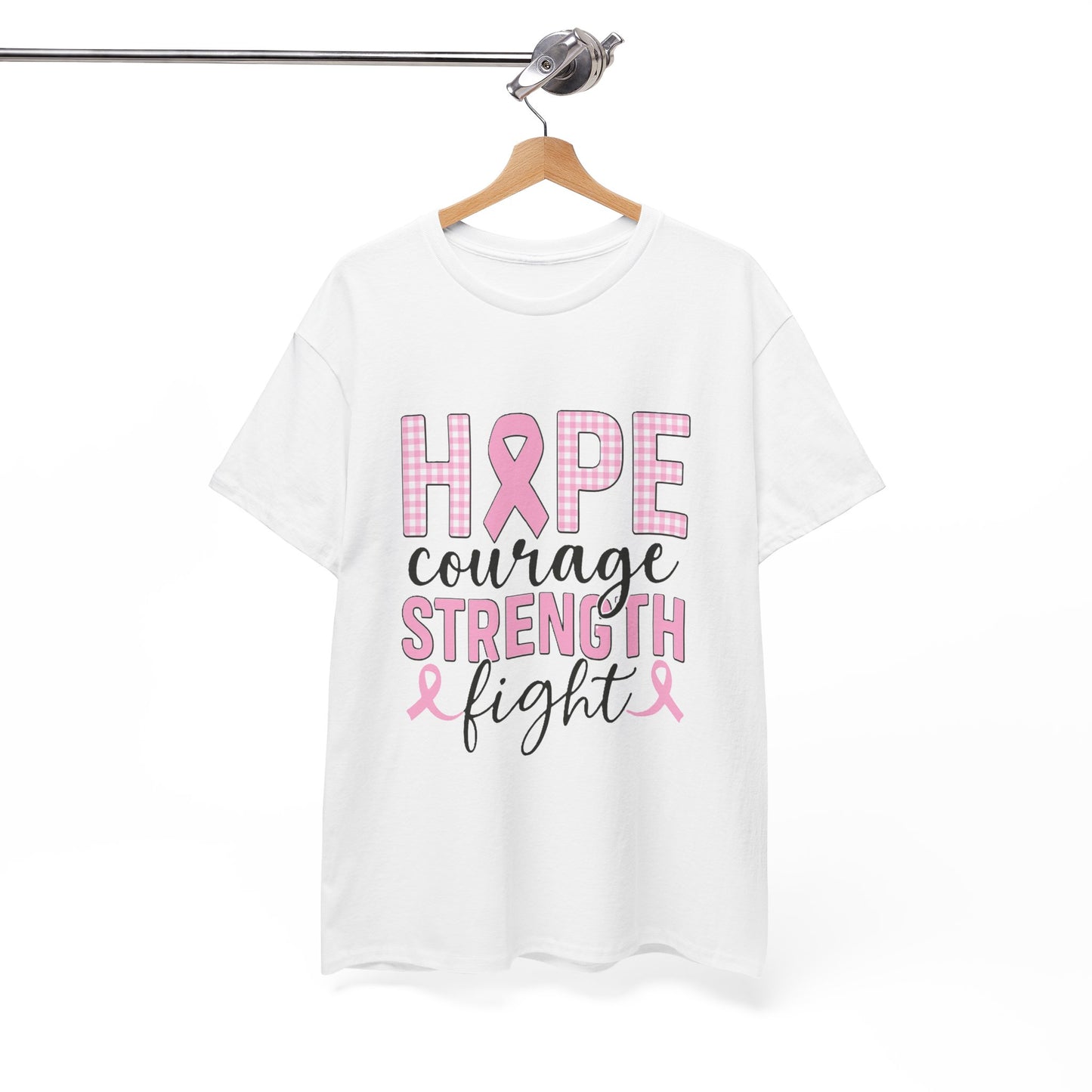Hope, Courage & Strength Pink Ribbon Awareness Tee