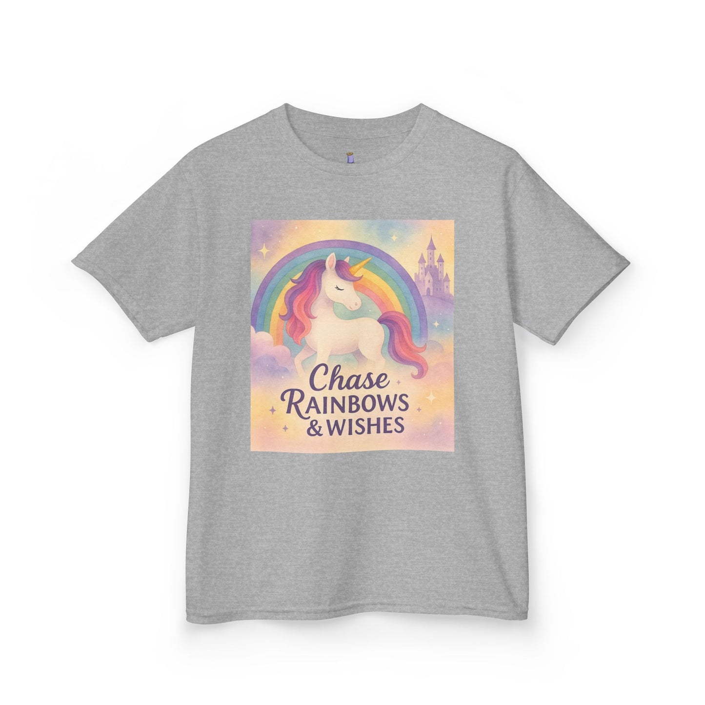 Chase Rainbows & Wishes Unicorn Kids Tee, Magical T-Shirt, Birthday Gift for Kids, Unicorn Lover Apparel, Playful Cotton Tee