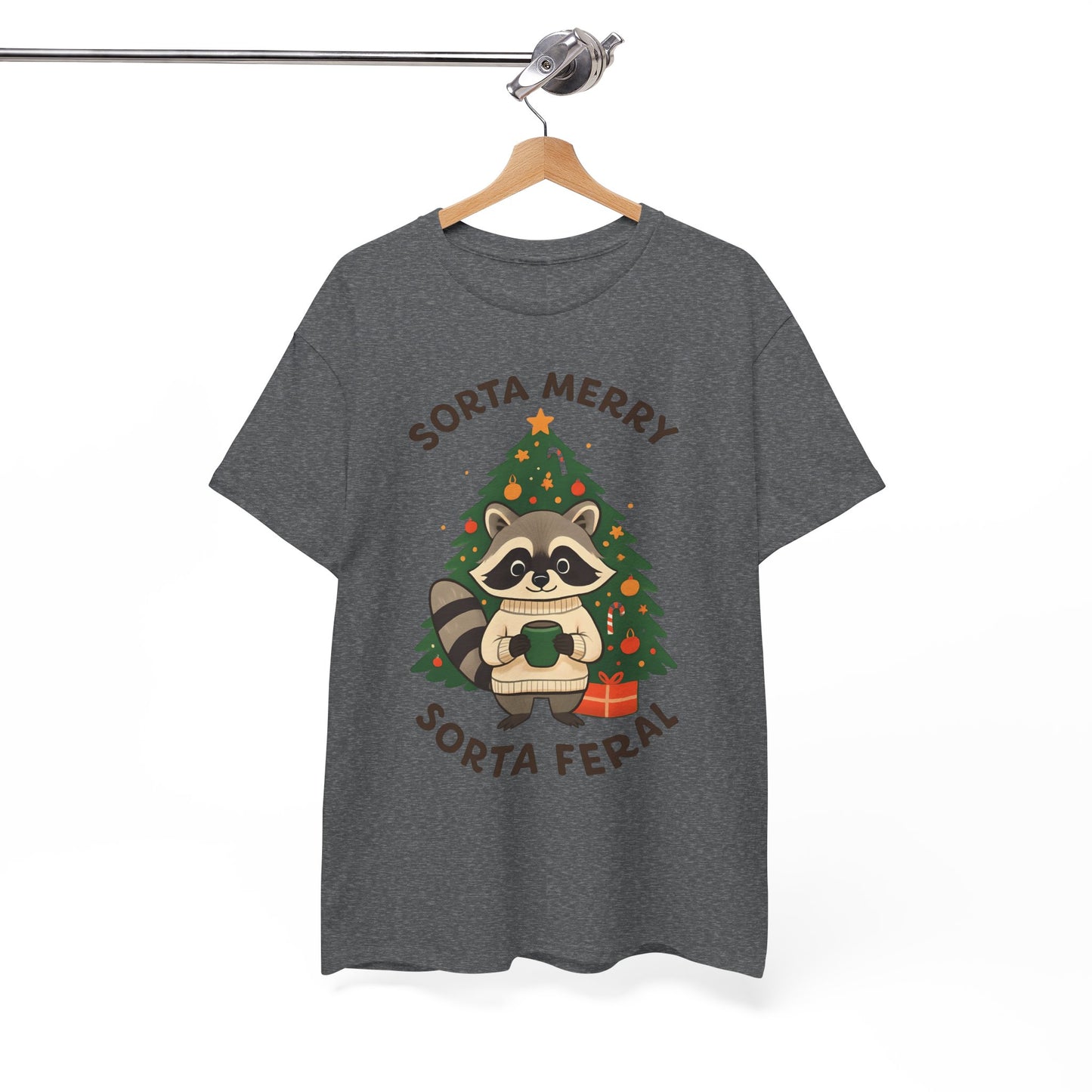 Sorta Merry Sorta Feral Raccoon Christmas Tee