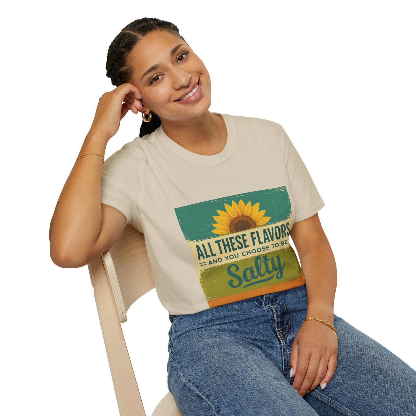 Sunflower Salty T-Shirt: Unisex Softstyle Tee for Sunshine Lovers, Casual Wear, Birthday Gift, Summer Vibes, Relaxed Style