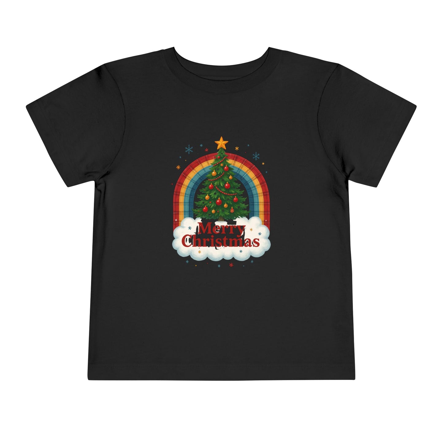 Merry Christmas Plaid Rainbow Tree Toddler Tee