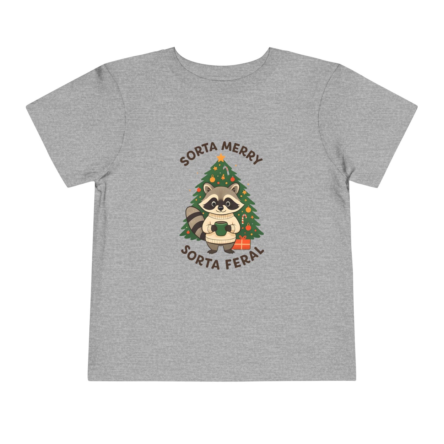 Sorta Merry Sorta Feral Raccoon Toddler Christmas Tee