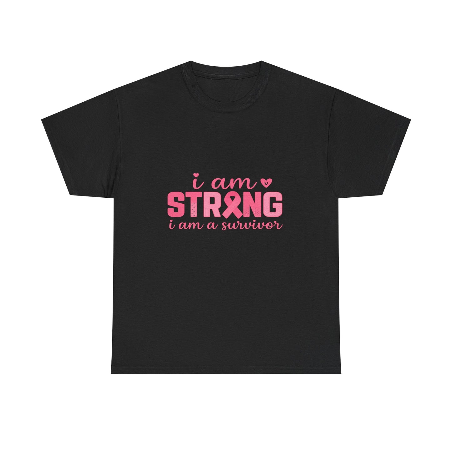 I AM STRONG - Pink Ribbon Breast Cancer Awareness Tee