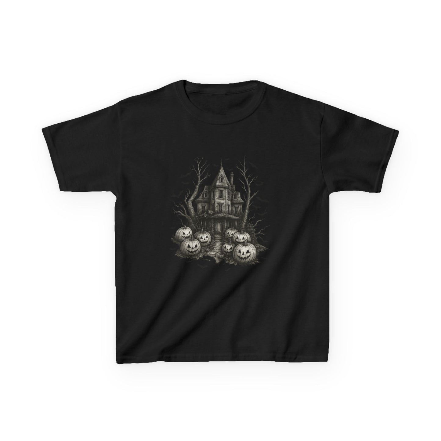 Spooky Haunted House Dino Tee - Halloween Kids Shirt