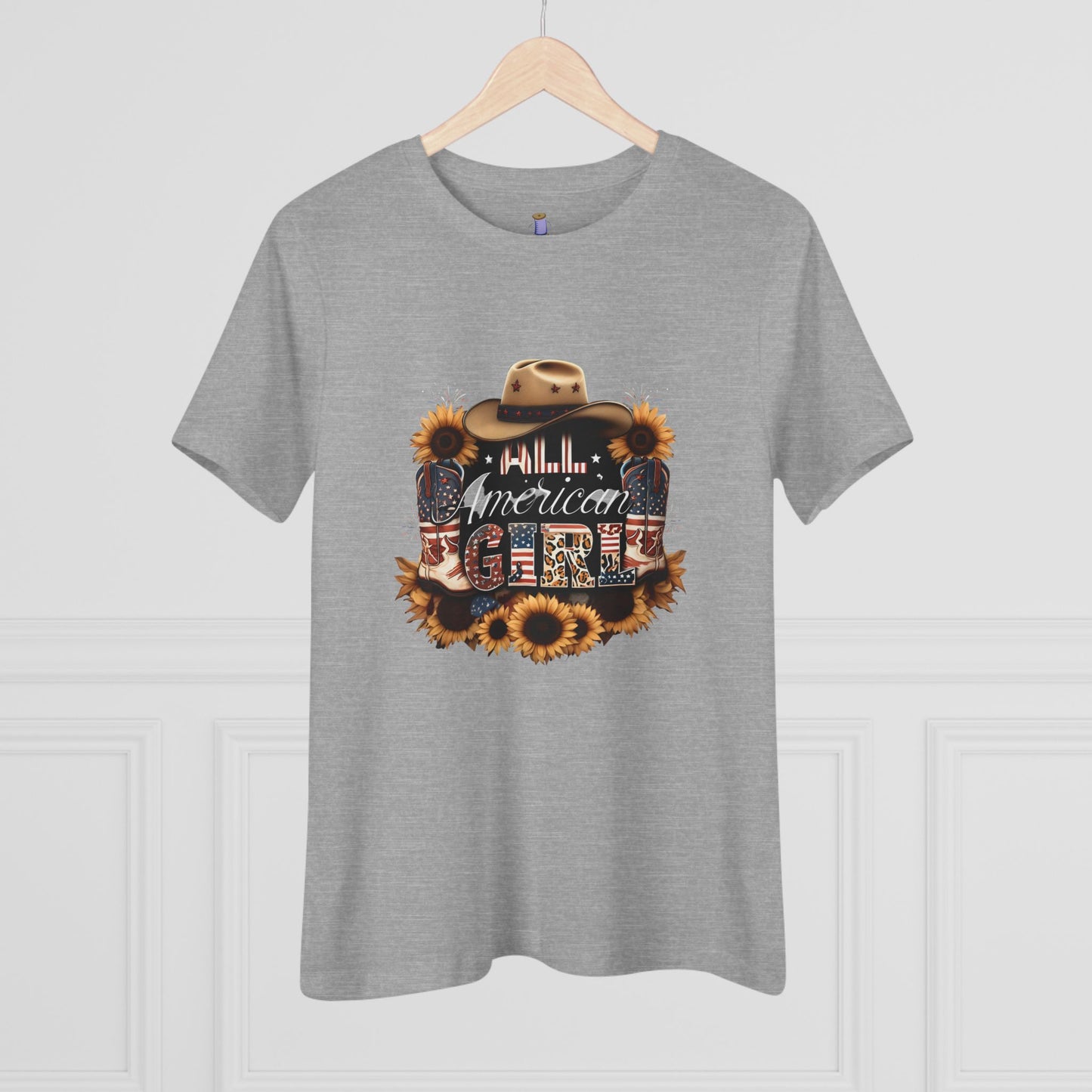 Rustic American Girl Tee, Country Style Shirt, Summer Outfit, Gift for Her, Everyday Casual Wear, Farmhouse Fashion