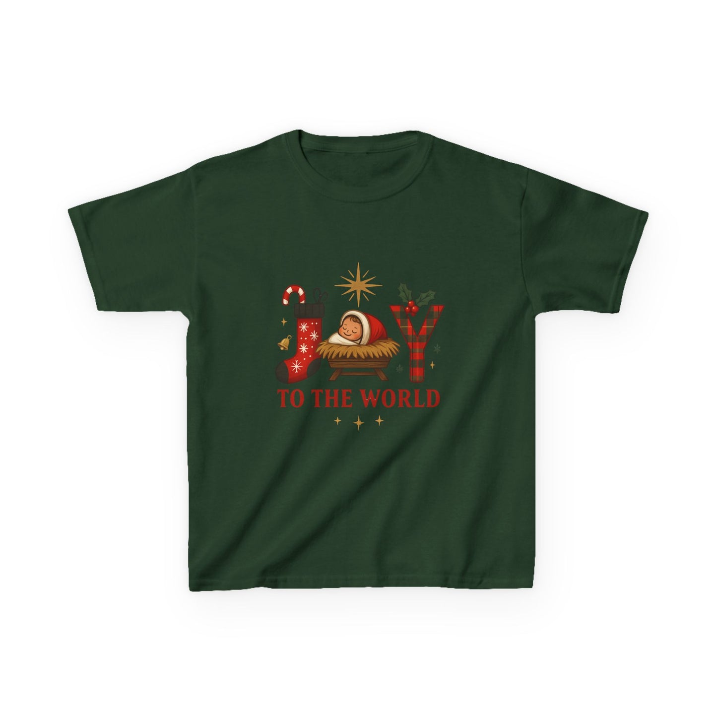 Joy to the World Dino Christmas Kids Tee