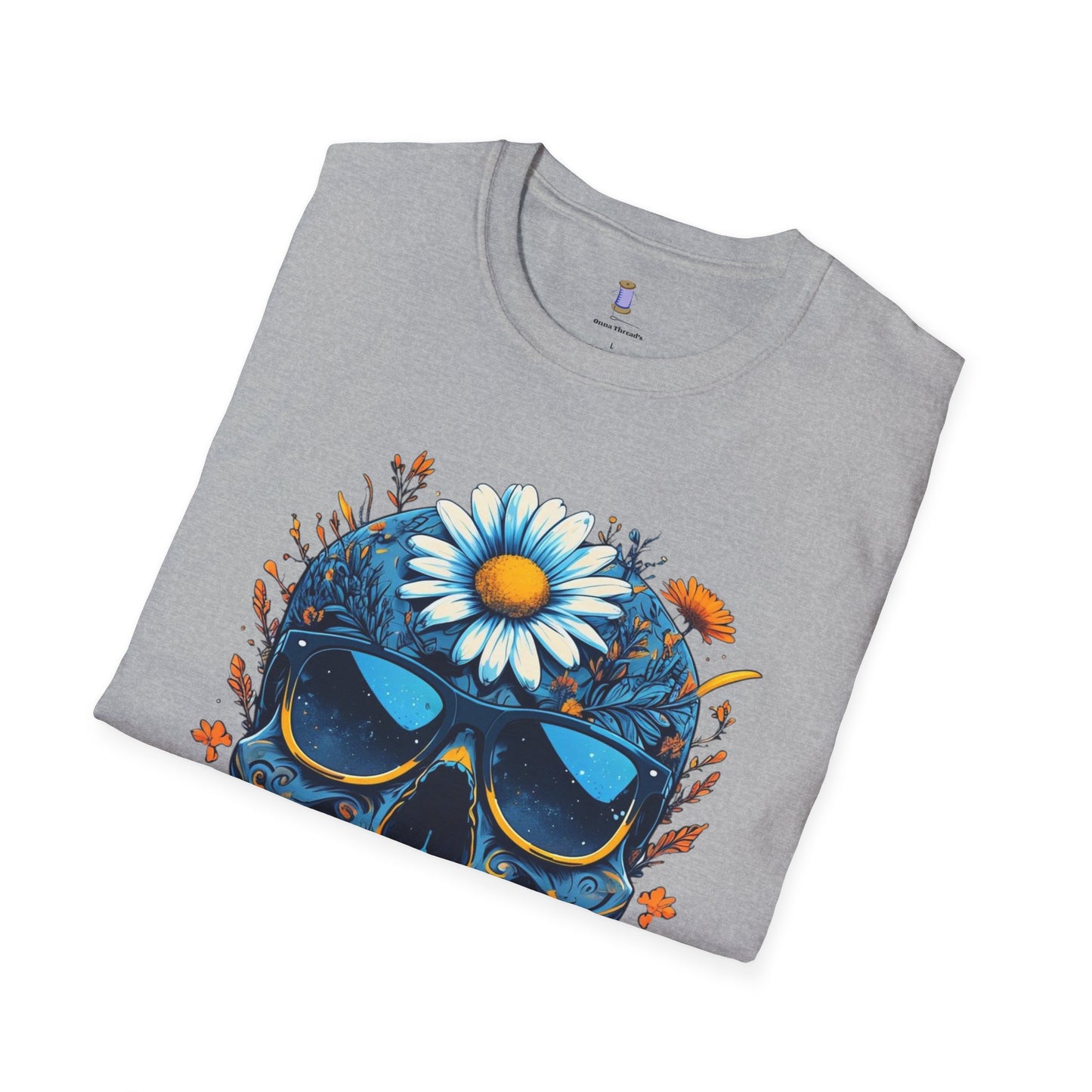 Bohemian Skull T-Shirt - Artistic Graphic Tee for Music Lovers, Festival Attire, Unique Gift, Unisex Softstyle Top