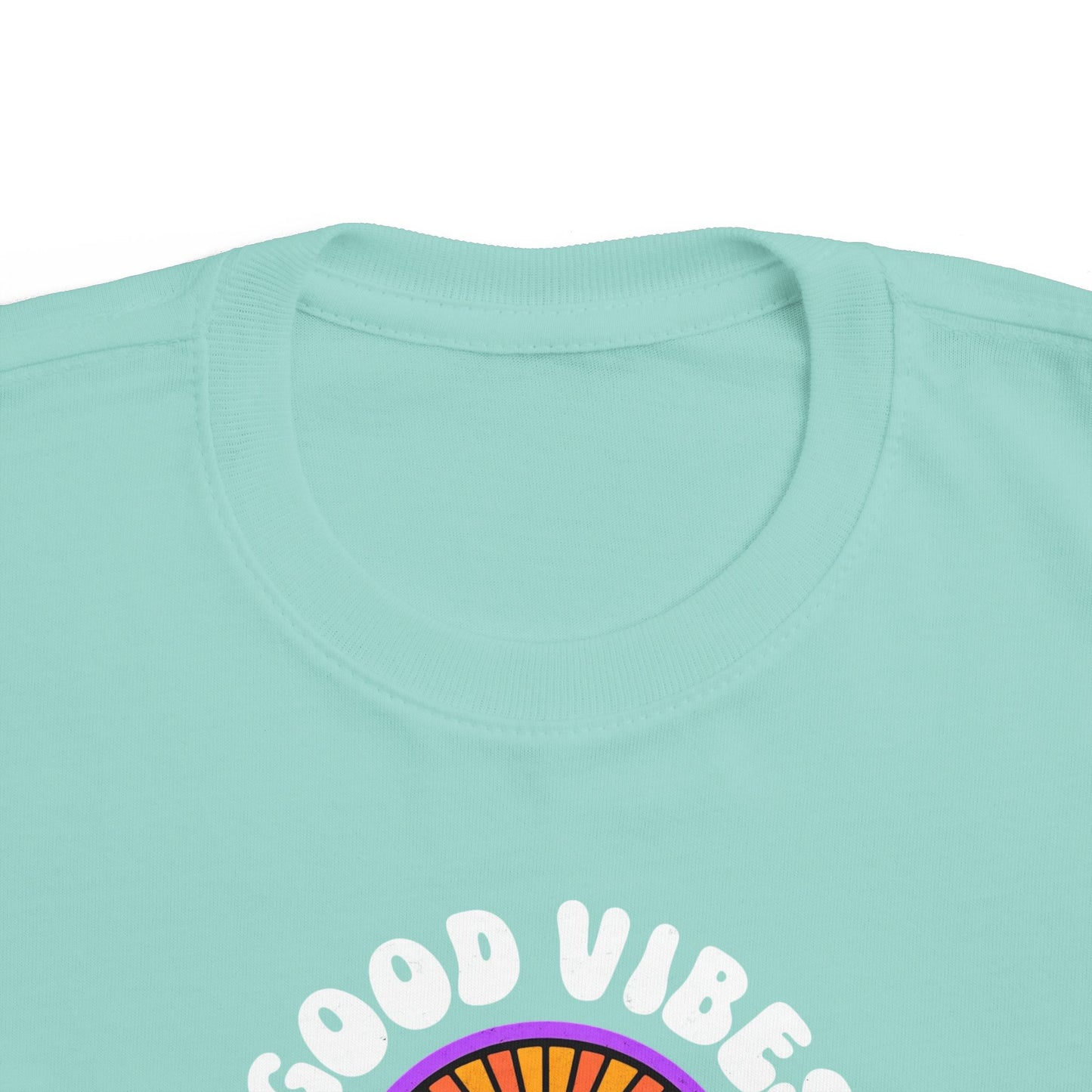 Toddler's Good Vibes Tee - Bright Jersey T-Shirt for Kids, Fun Summer Wear, Gift for Birthdays, Playdates, Rainbow Theme