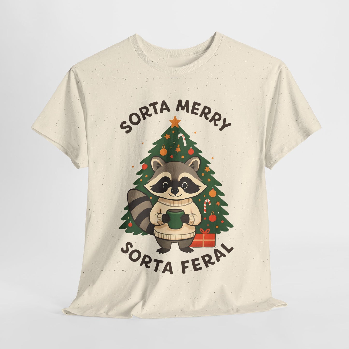 Sorta Merry Sorta Feral Raccoon Christmas Tee