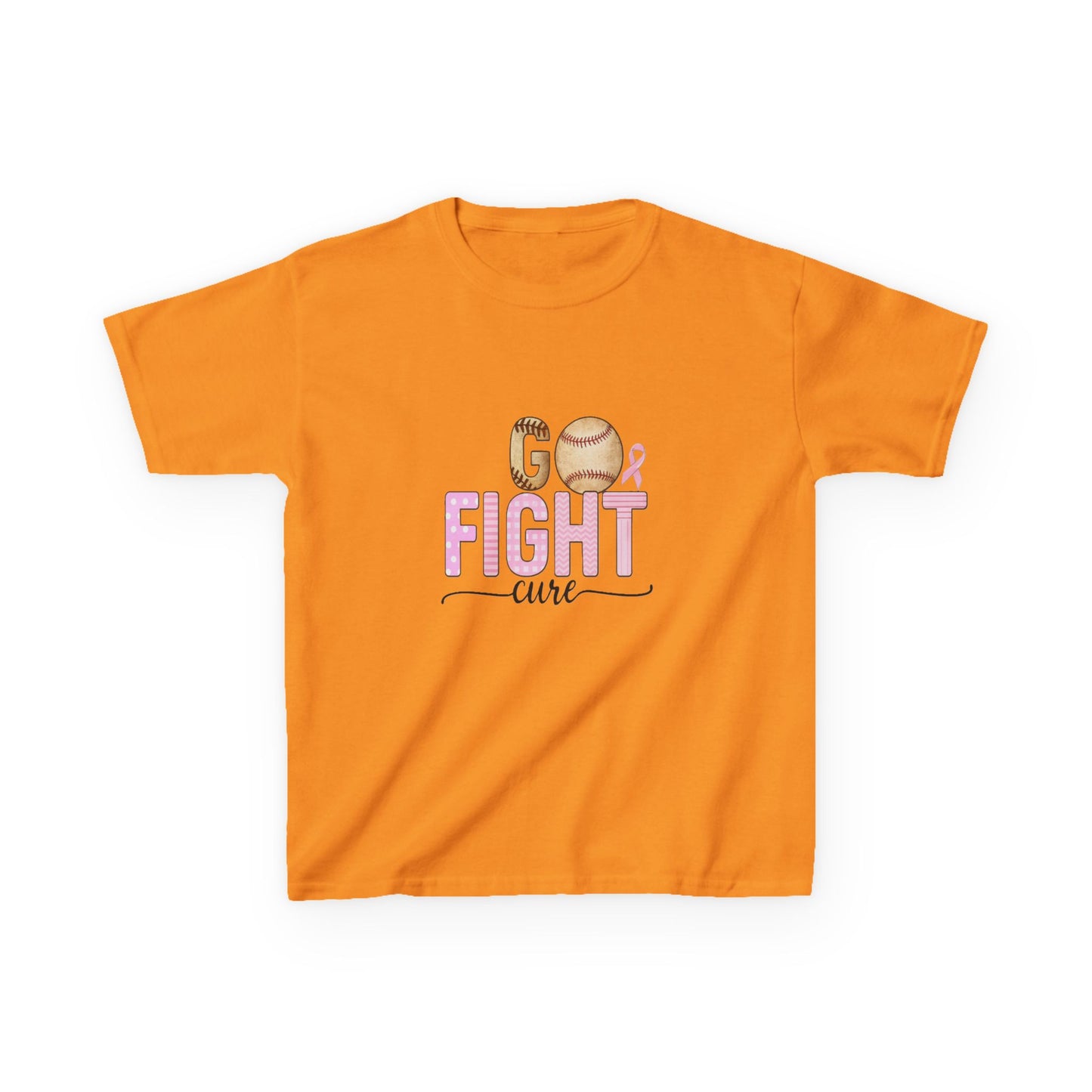 Go Fight Cure Baseball Pink Ribbon Kids Christmas Tee