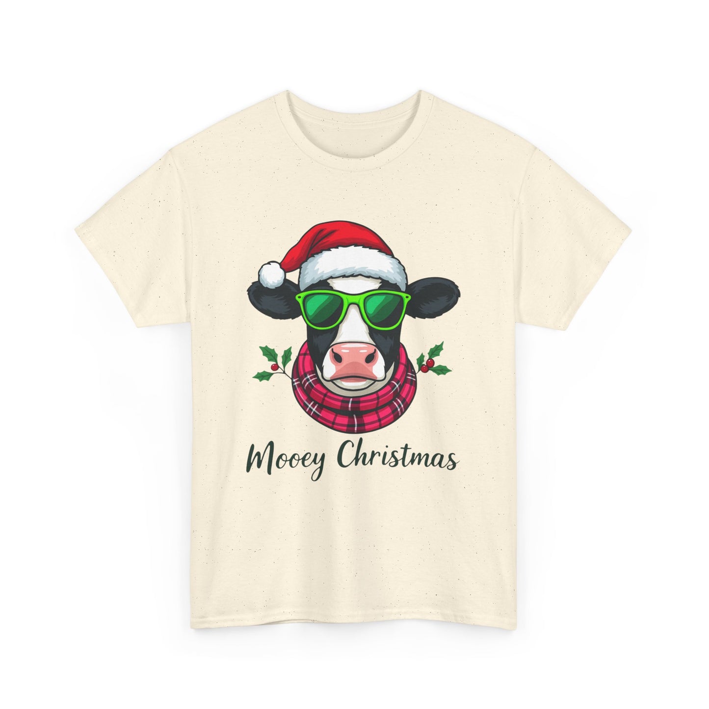 Moovey Christmas Cow Tee - Pink Plaid Scarf & Sunglasses
