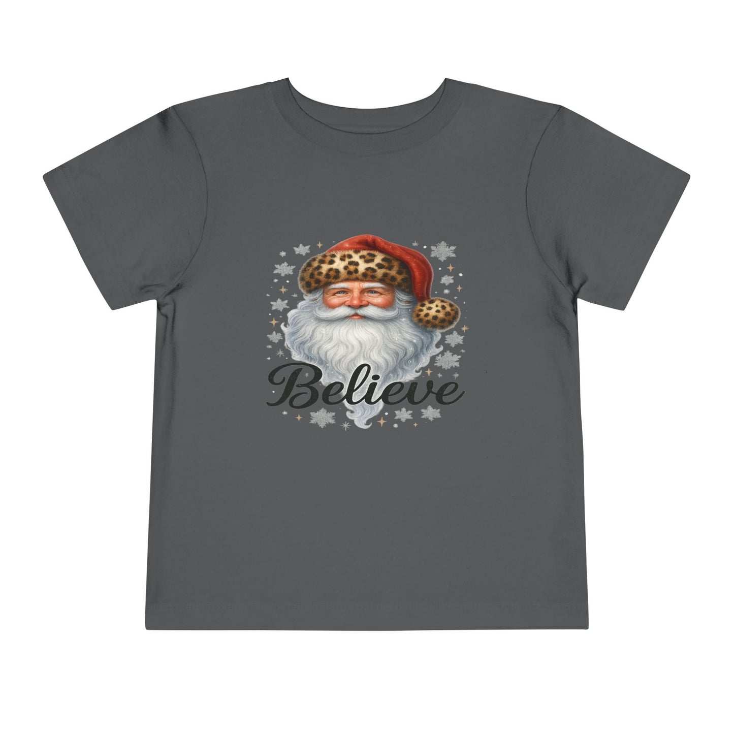 Believe Santa Leopard Print Toddler Christmas Tee