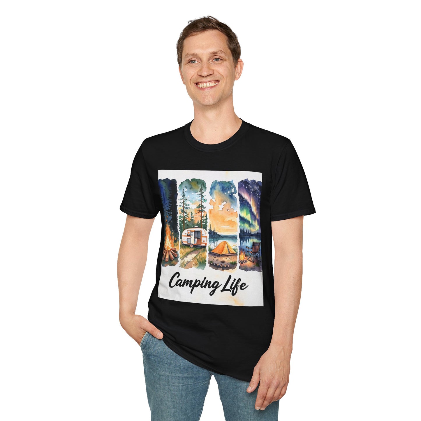 Camping Life Unisex Softstyle T-Shirt, Outdoor Apparel, Adventure Wear, Summer Camping Gear, Nature Lover Gift