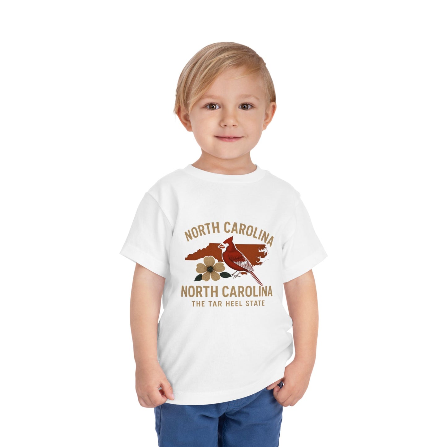 Toddler Tee - NC Cardinal and Dogwood Flower Design