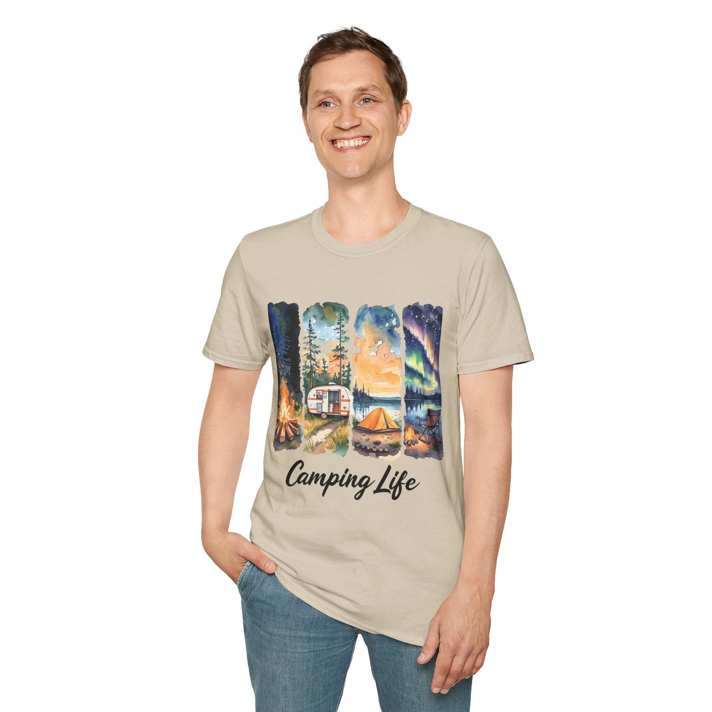 Camping Life Unisex Softstyle T-Shirt, Outdoor Apparel, Adventure Wear, Summer Camping Gear, Nature Lover Gift