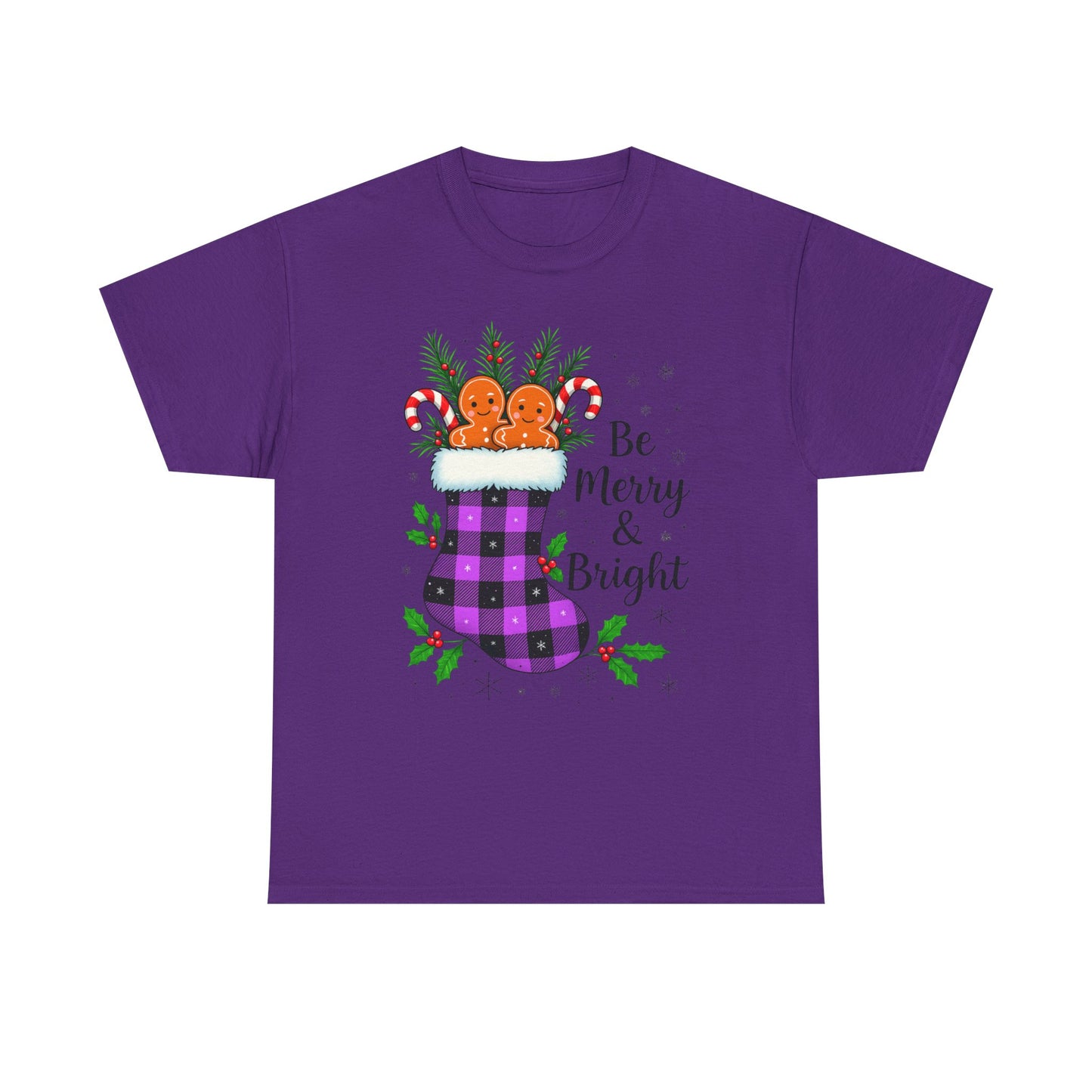 Buffalo Plaid Stocking Unisex Tee - Be Merry & Bright