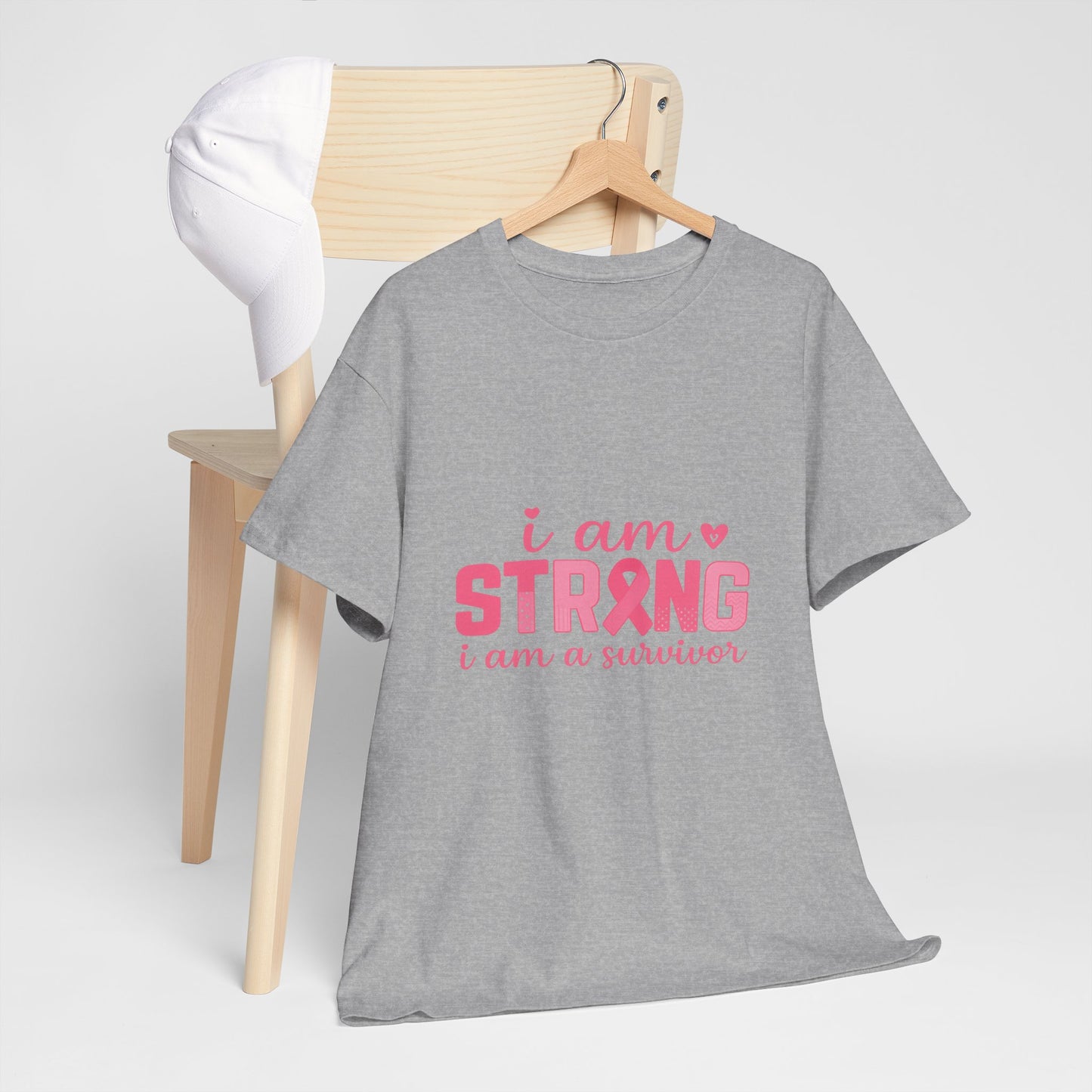 I AM STRONG - Pink Ribbon Breast Cancer Awareness Tee