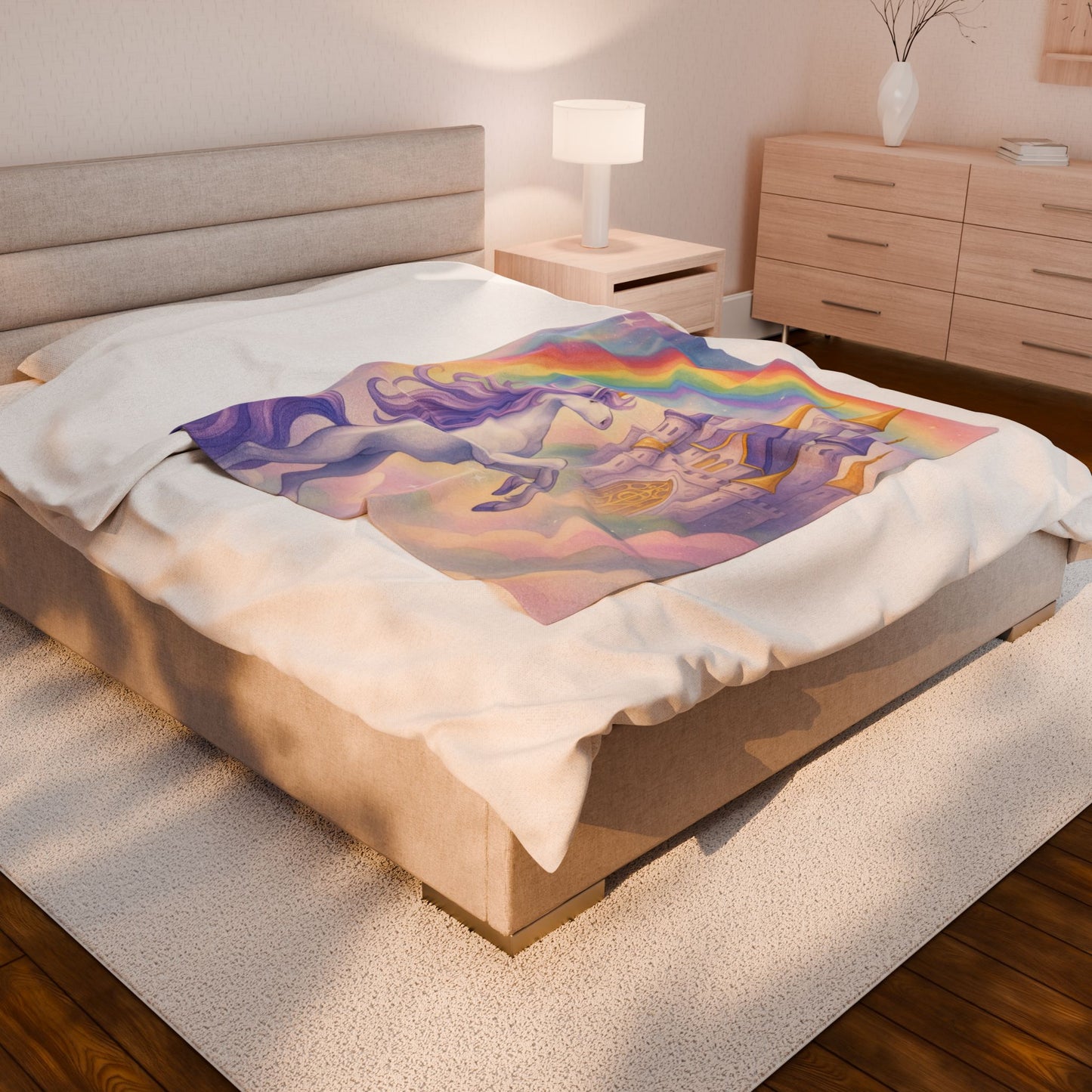 Unicorn Fantasy Plush Blanket, Cozy Kids Blanket, Dreamy Nursery Decor, Magical Gift for Birthdays, Rainbow Blanket for Girls