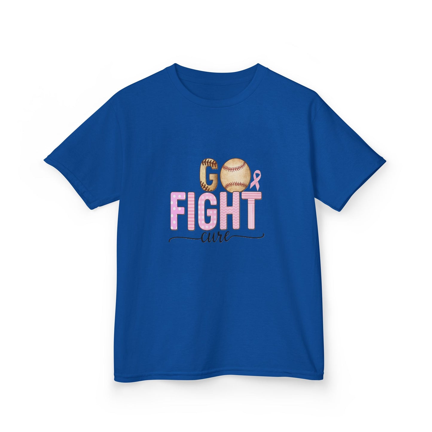Go Fight Cure Baseball Pink Ribbon Kids Christmas Tee