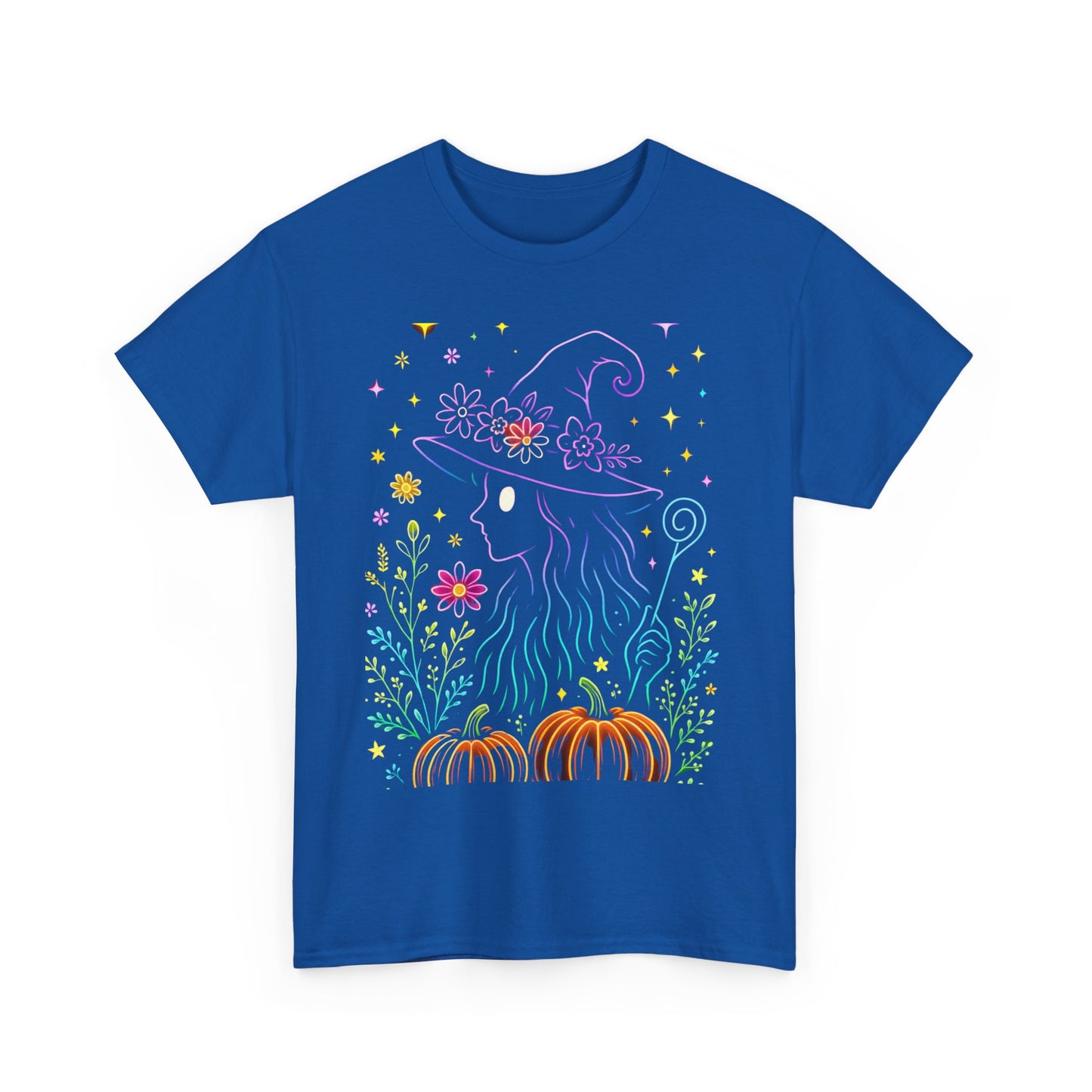 🌙 Whimsical Witch Cat Tee – Magical Halloween Pumpkin Shirt