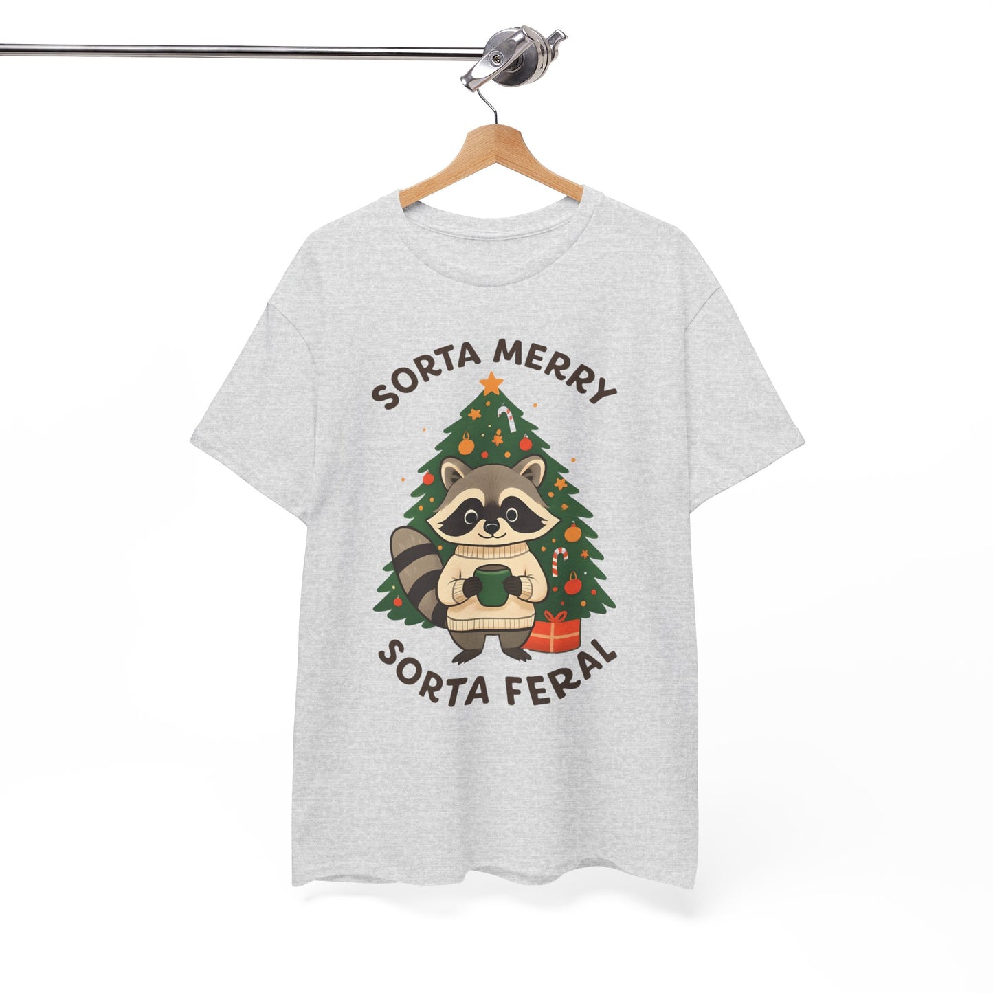 Sorta Merry Sorta Feral Raccoon Christmas Tee
