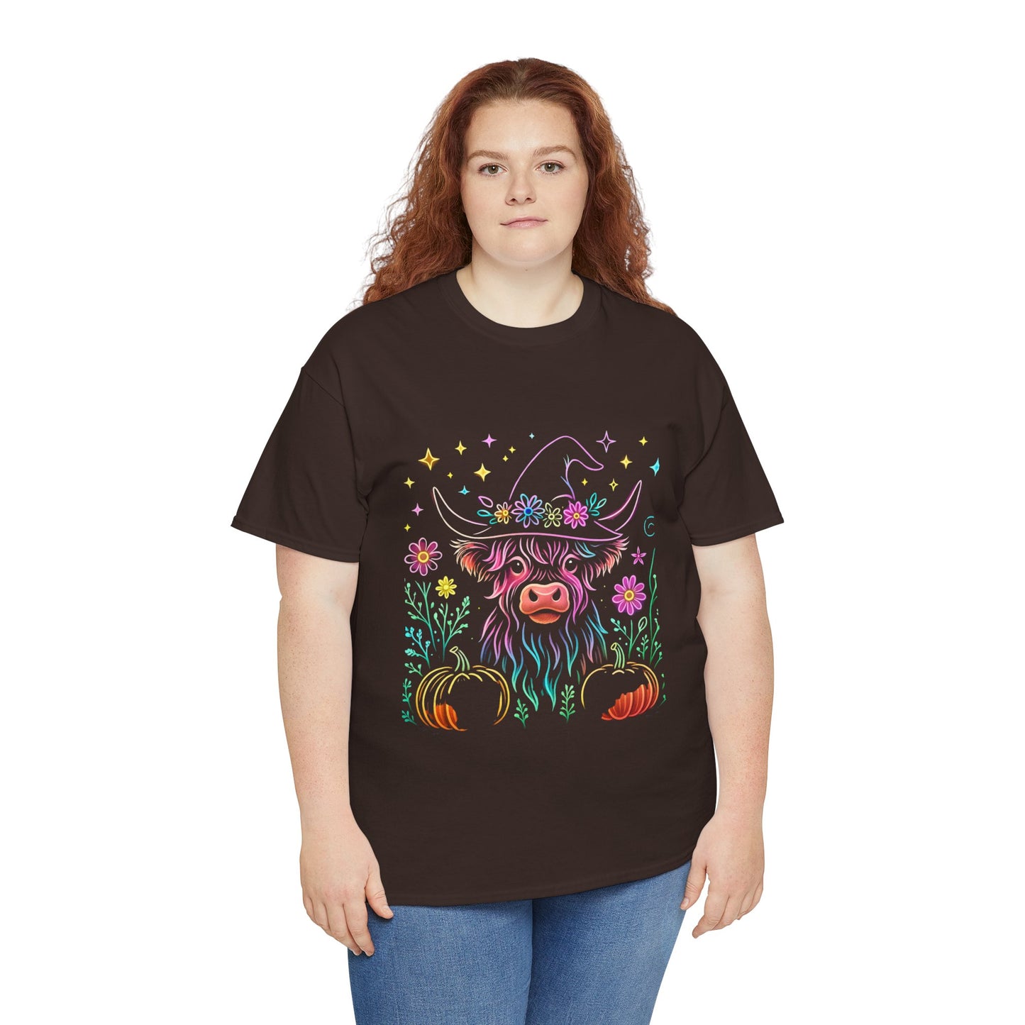 🎃 Magical Highland Cow Tee – Witchy Pumpkin Farm Shirt