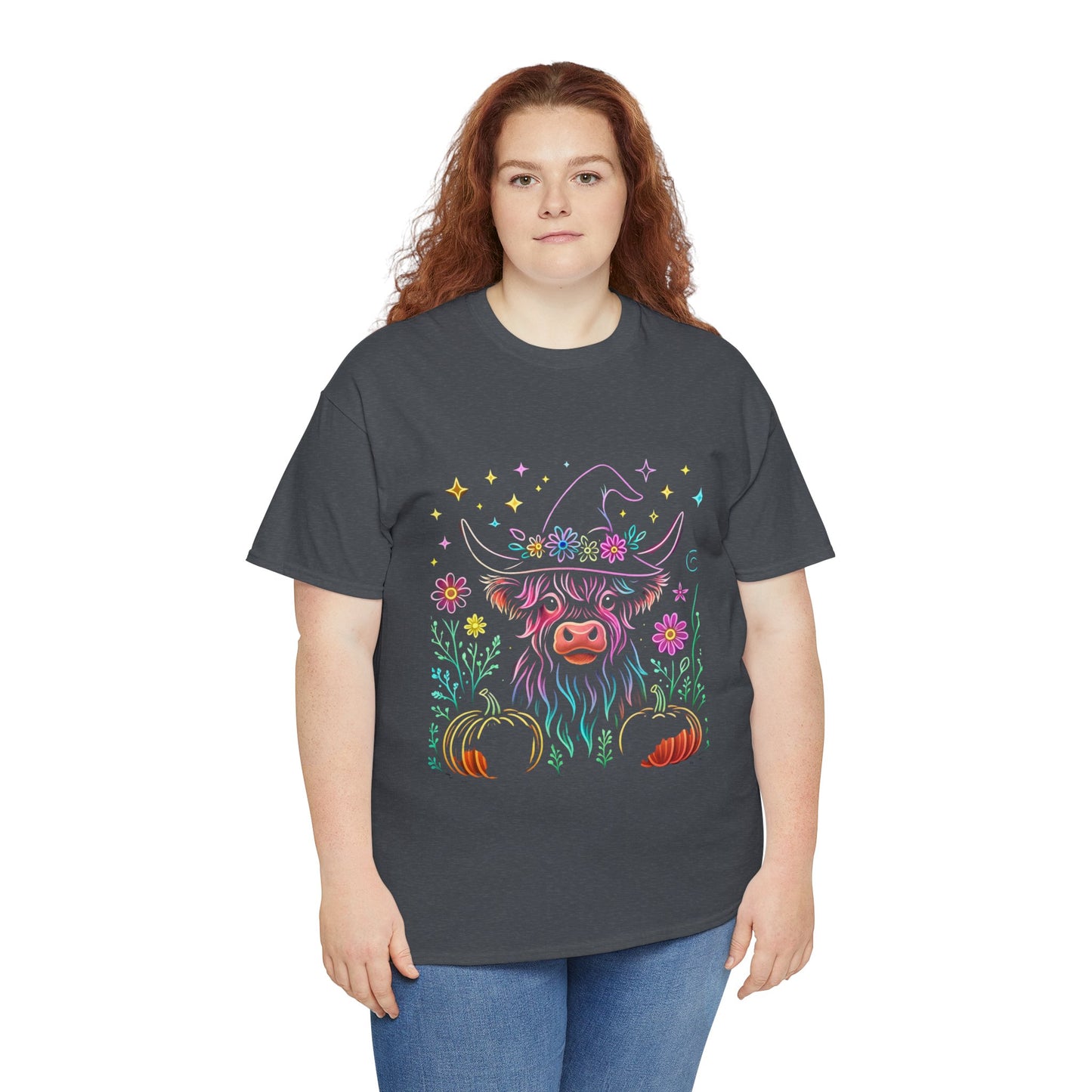 🎃 Magical Highland Cow Tee – Witchy Pumpkin Farm Shirt