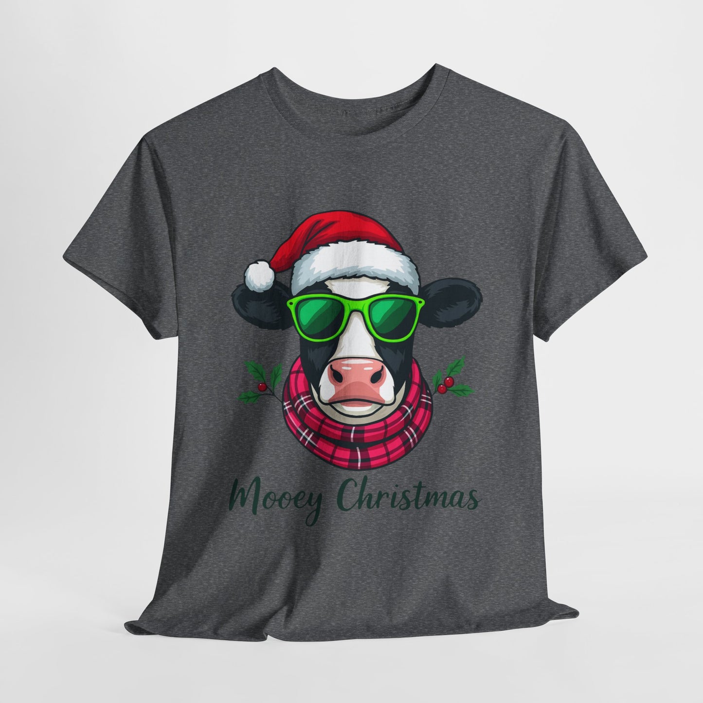 Moovey Christmas Cow Tee - Pink Plaid Scarf & Sunglasses