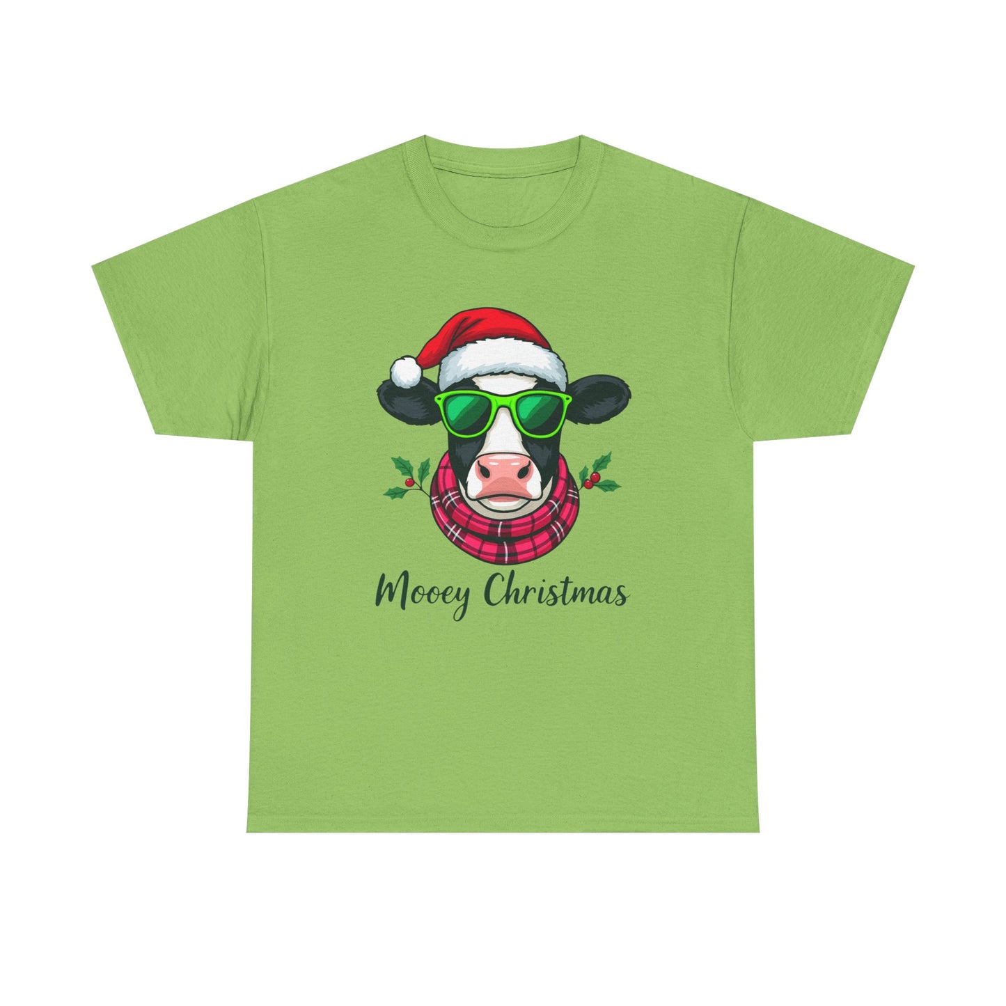 Moovey Christmas Cow Tee - Pink Plaid Scarf & Sunglasses