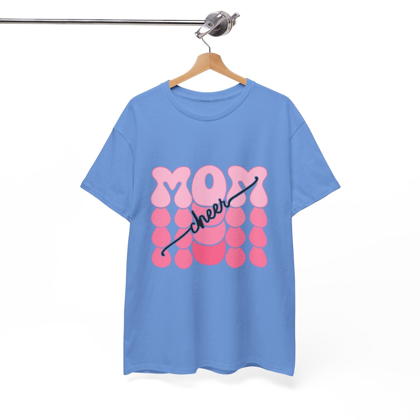 MOM Cheer – Pink Bubble Letter Spirit Tee