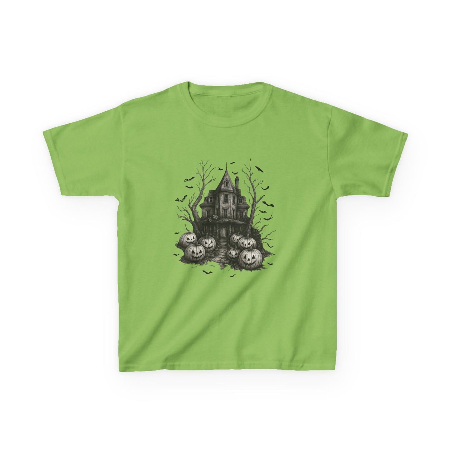 Spooky Haunted House Dino Tee - Halloween Kids Shirt