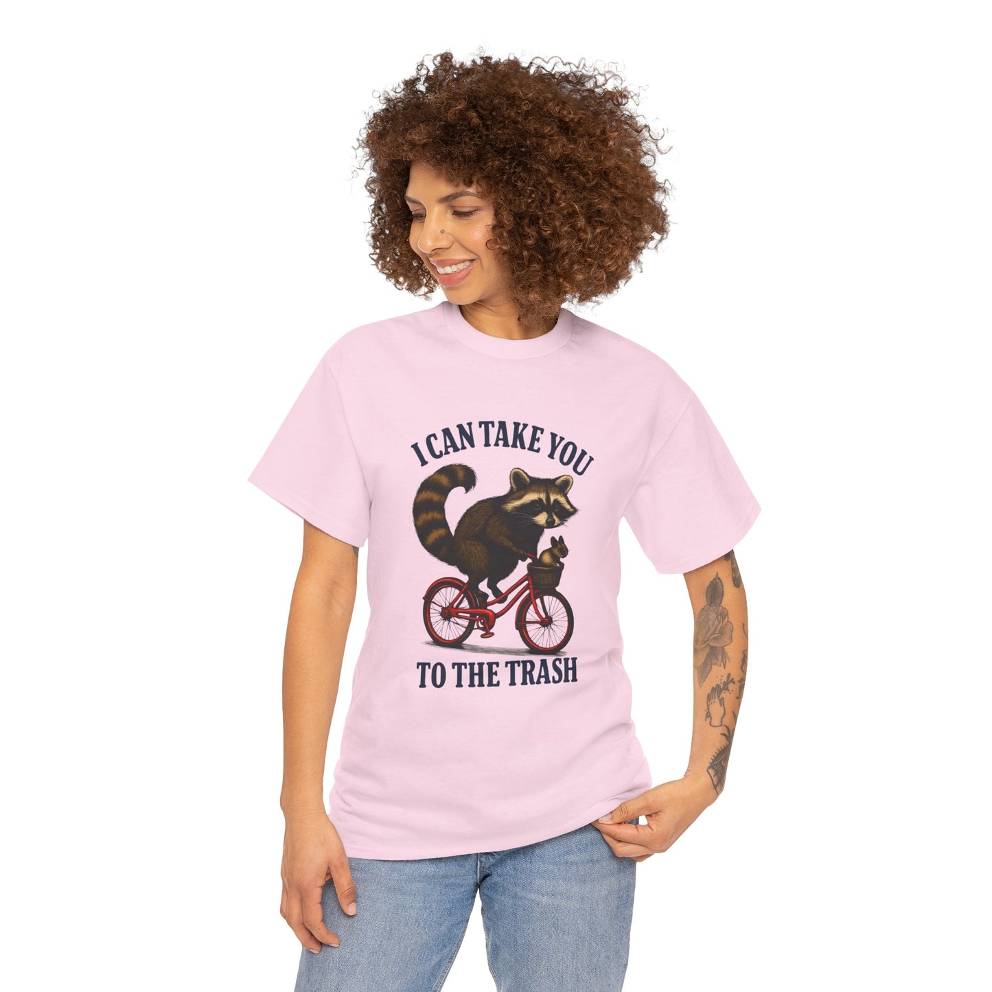 Cotton Tee Vintage Raccoon Bicycle Graphic Shirt